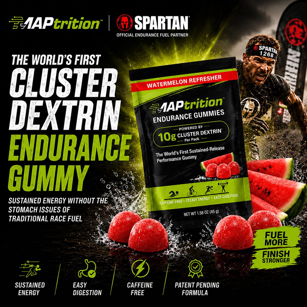 MAPtrition Endurance Gummies 10g Cluster Dextrin Sustained-Release Energy Chews Gummy, 12 Pack