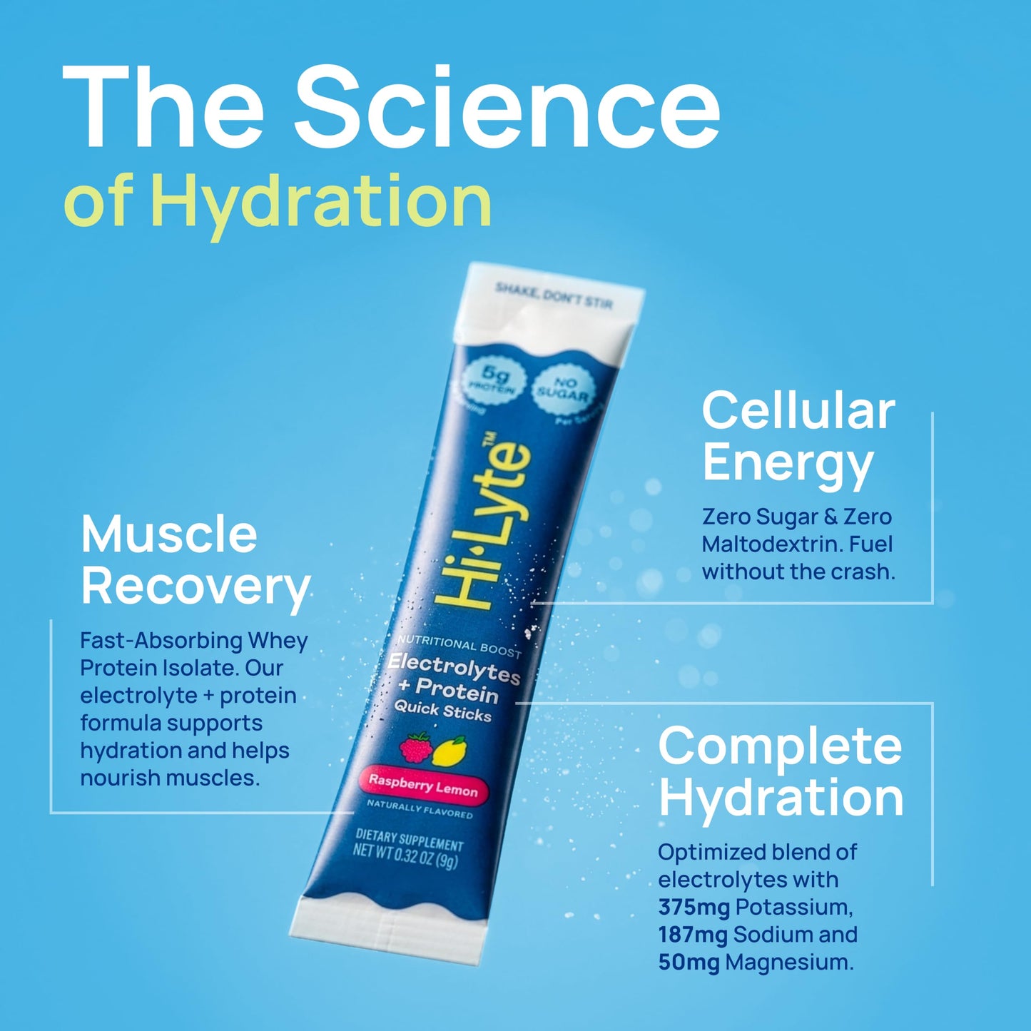 Hi-Lyte Electrolytes + Protein Quick Sticks Raspberry Lemon Powder 5.08 oz