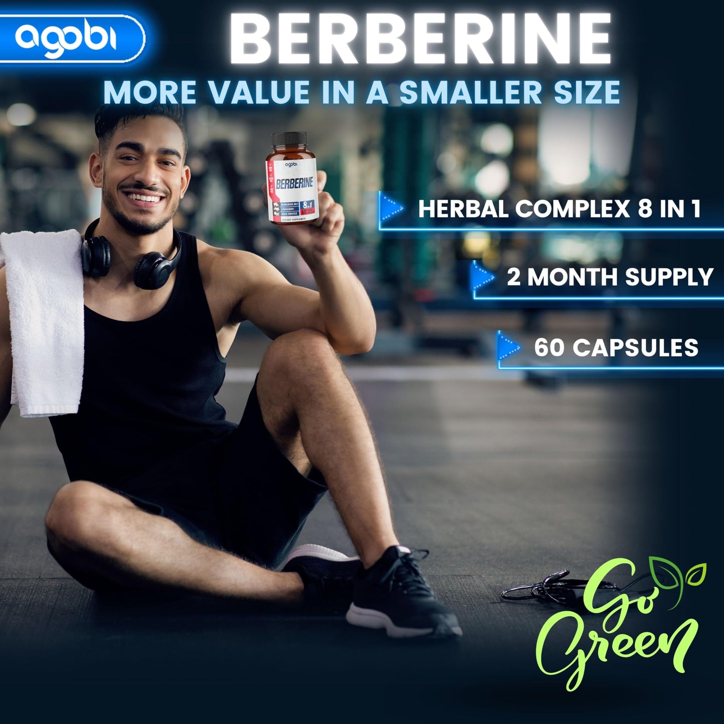 agobi Berberine Supplement with Ceylon, Milk Thistle, Turmeric, Elderberry & More, 60 Capsules