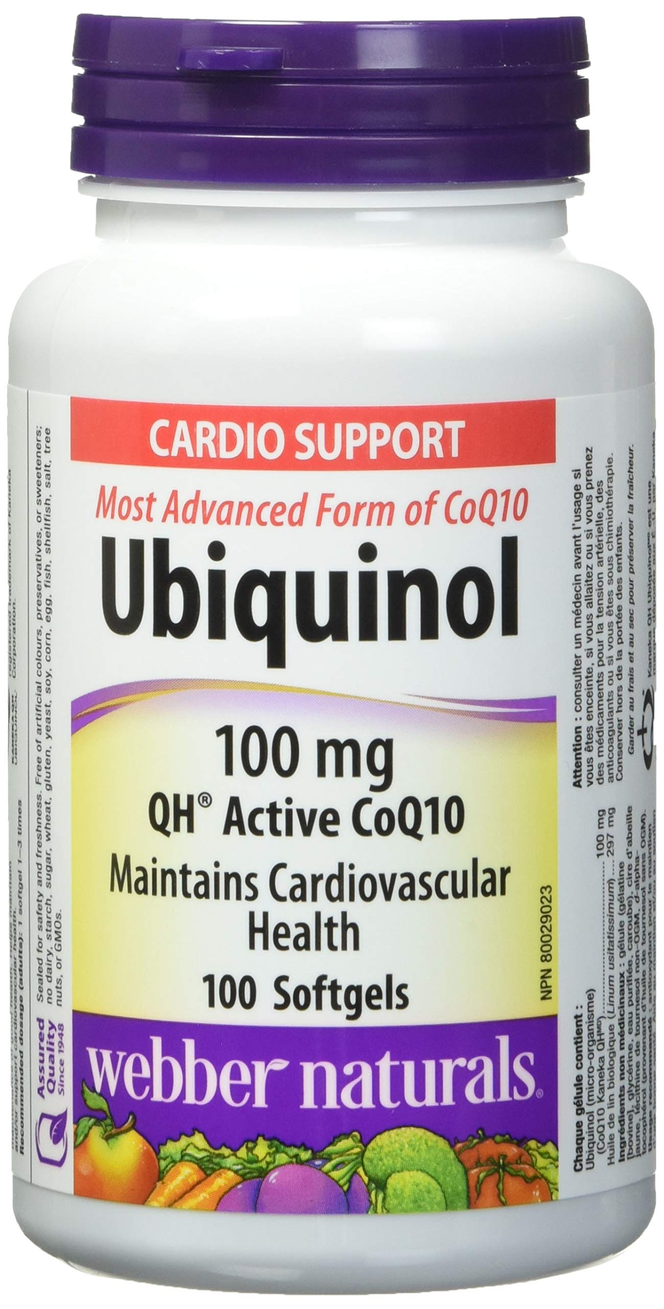Webber Naturals Ubiquinol 100mg QH Active CoQ10 Softgels, 100 Softgels