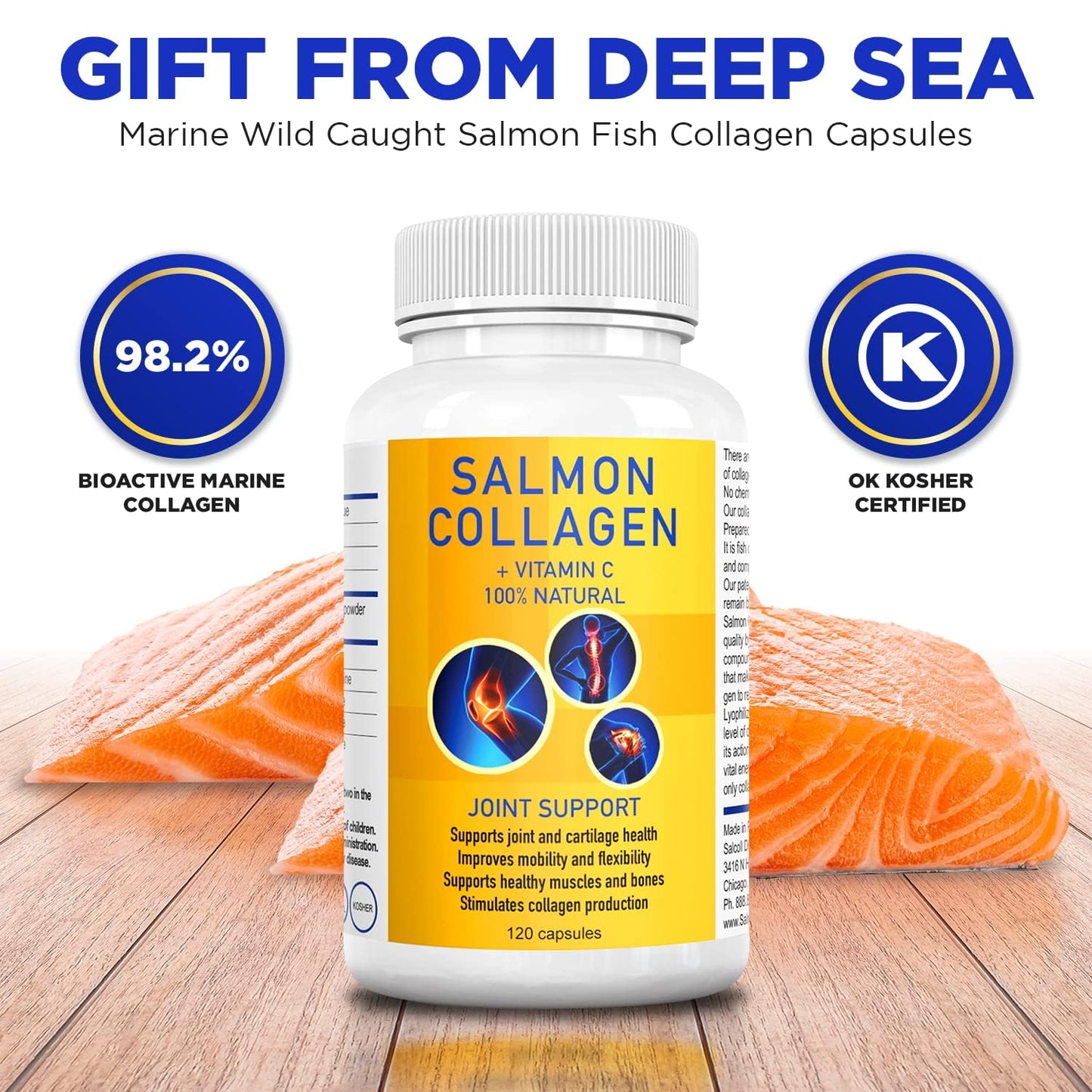Salcoll Premium Marine Collagen Capsule, 120 Count