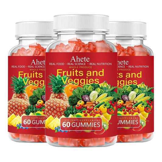Ahete Fruit and Veggies Vitamin A C E Gummies, 180 Count (60 Count per Pack, Pack of 3)