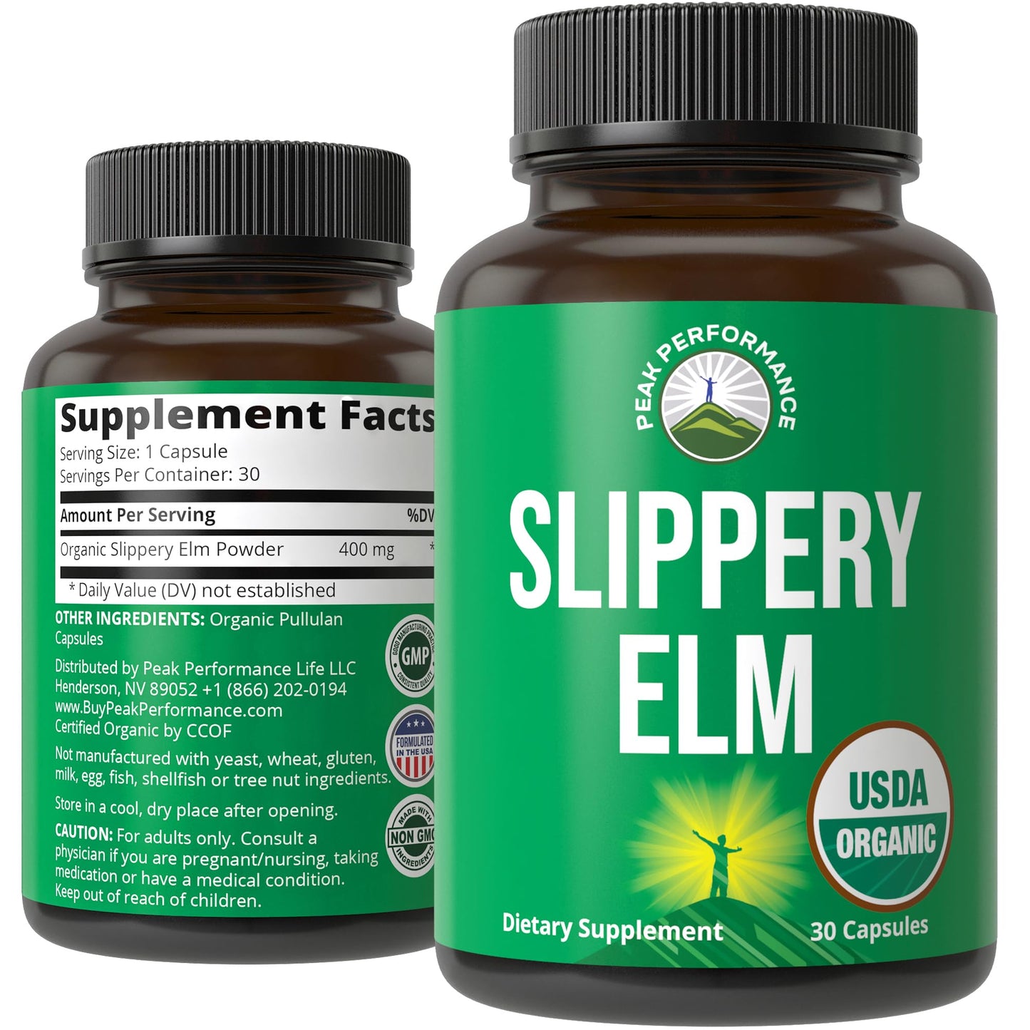 Peak Performance Slippery Elm Capsules, 30 Count