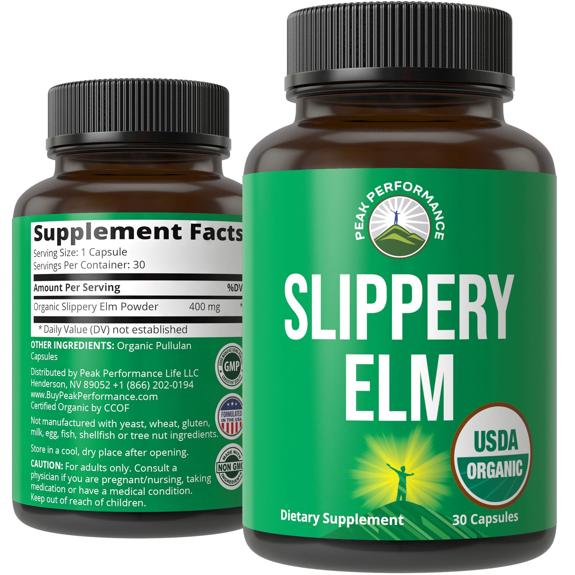 Peak Performance Slippery Elm Capsules, 30 Count