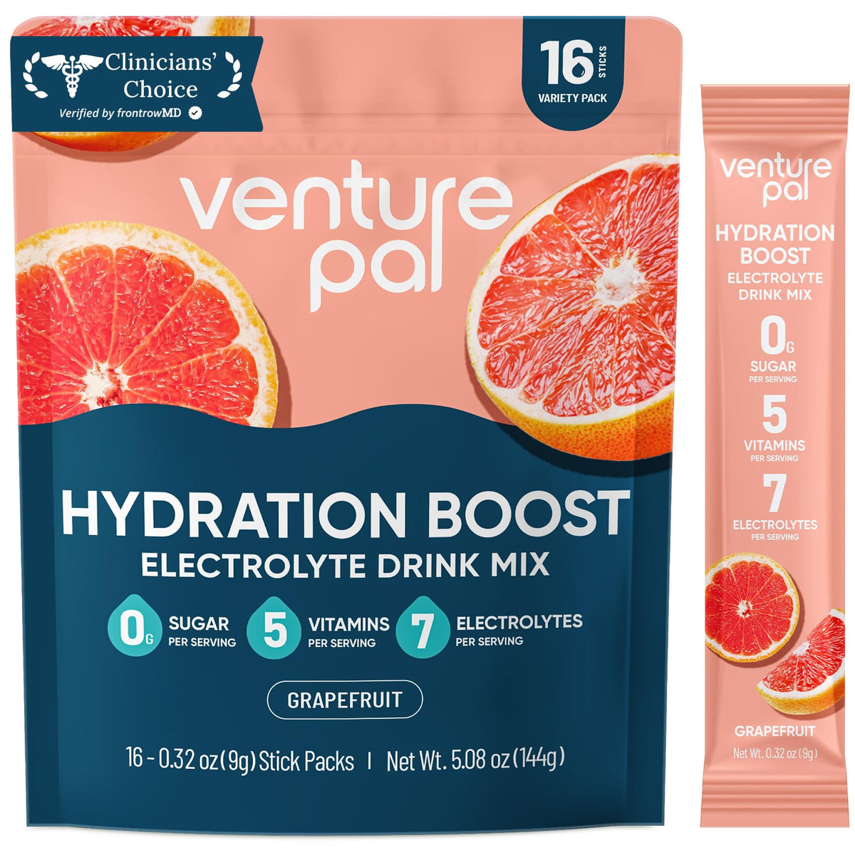 Venture Pal Sugar Free Electrolyte Powder Packets, Keto Friendly, 16 Sticks