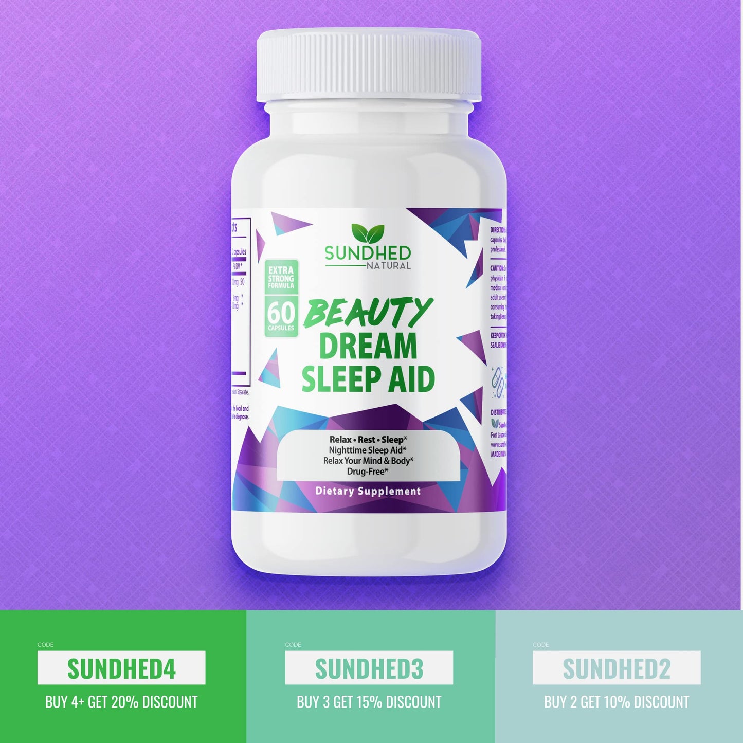 Sundhed Natural Sleep Aid Beauty Dream Sleep Aid Capsules 60 Count