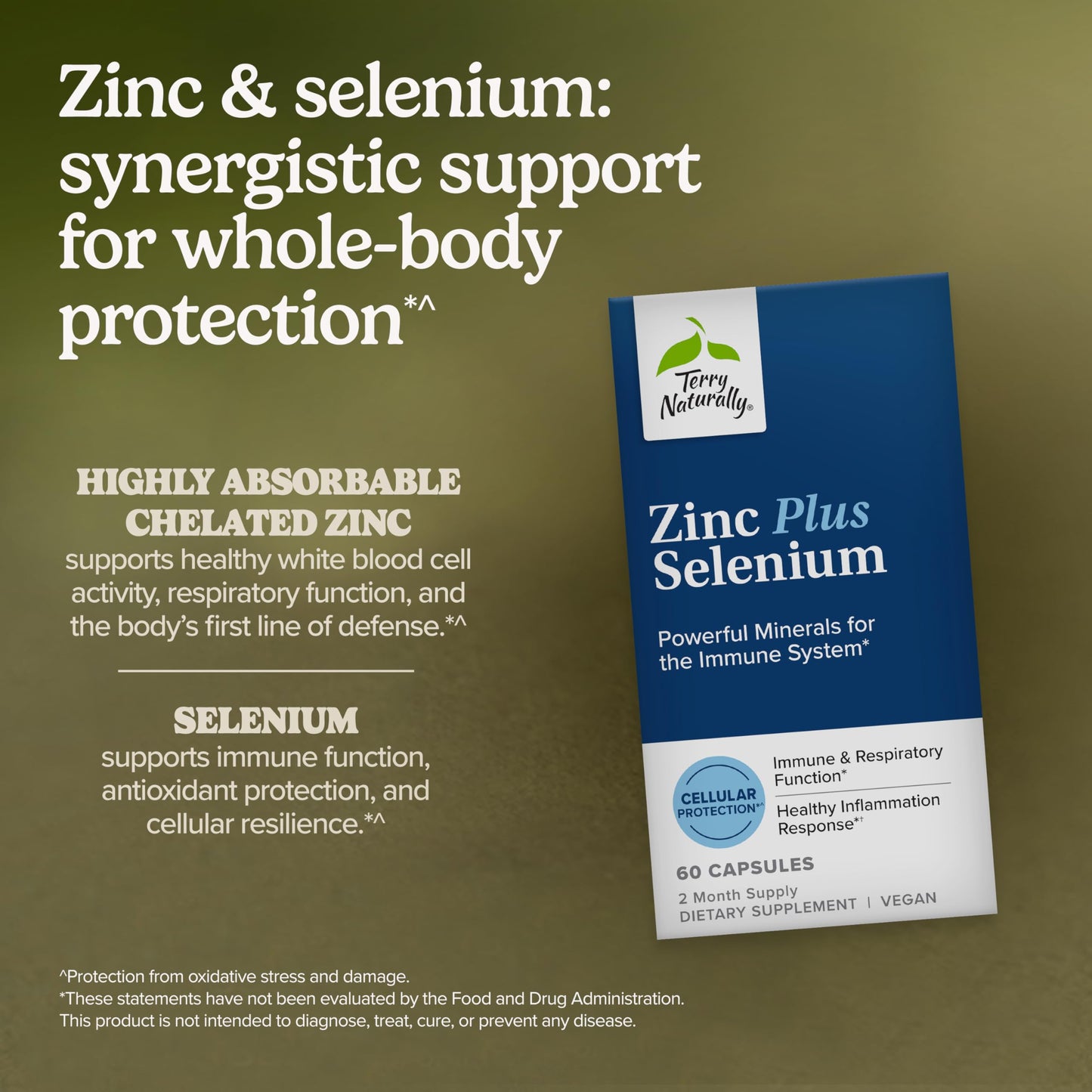 Terry Naturally Zinc Plus Selenium Capsules - Respiratory Health, 60 Count
