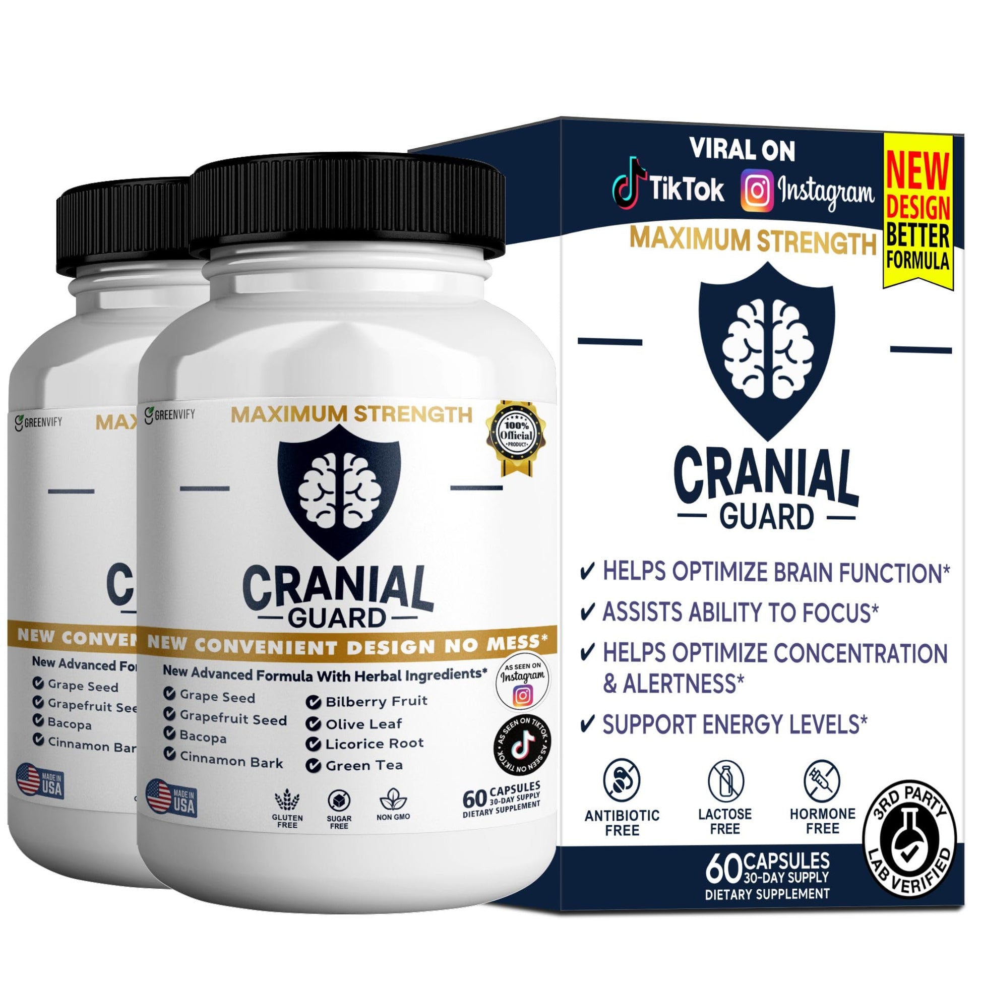 GREENVIFY Cranial Guard Maximum Strength Brain Support Supplement Capsule 60 Capsules