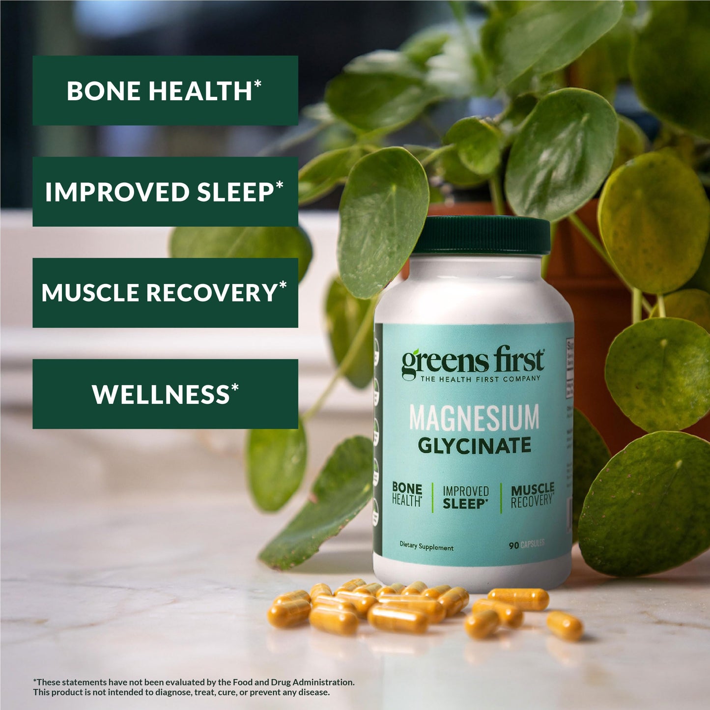 Greens First Magnesium Glycinate Supplement Capsule, 90 Count
