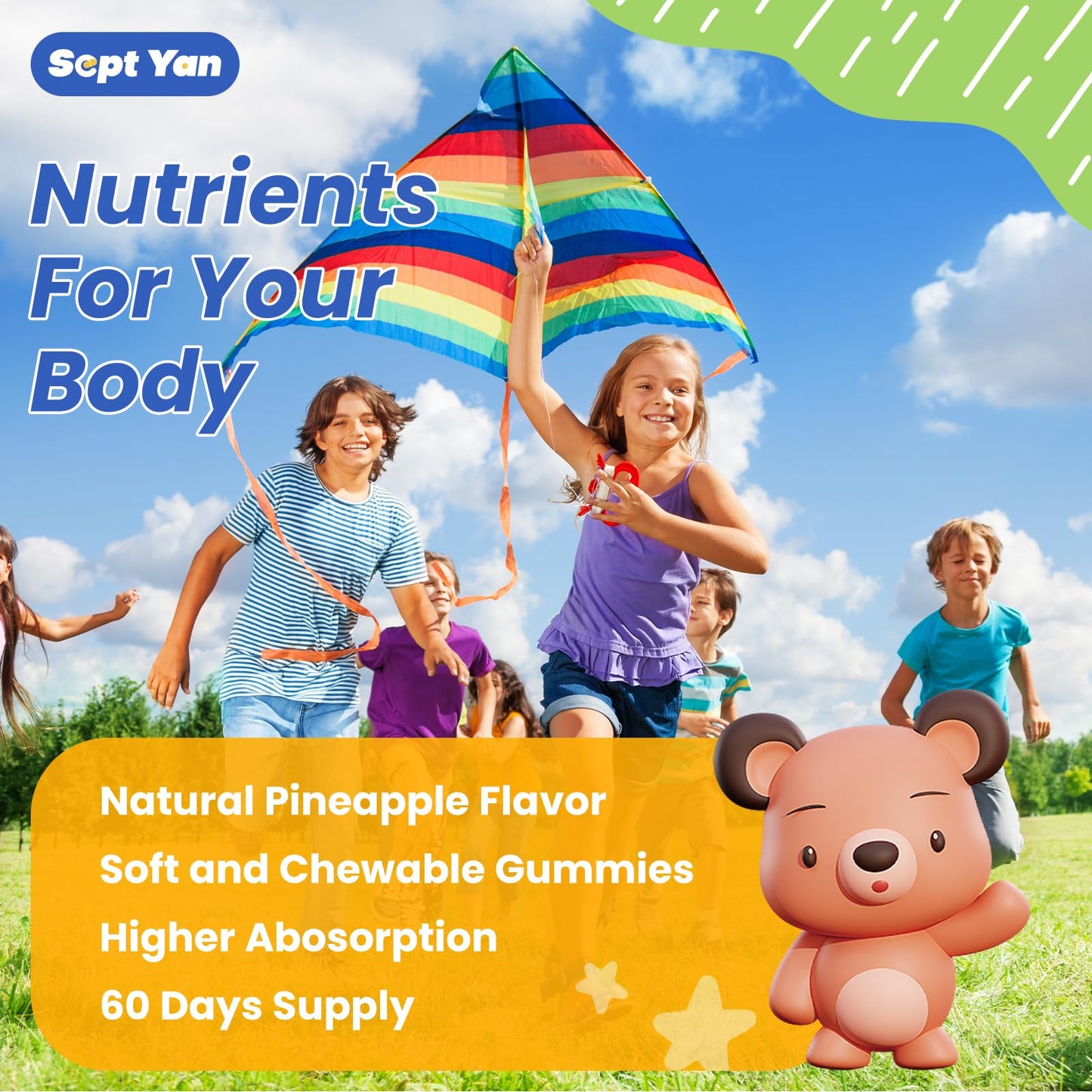 SEPT YAN Magnesium Gummies for Kids, 60 Count