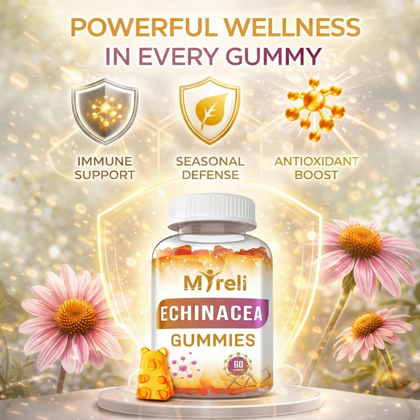 MYRELI Echinacea 1000mg Gummies Supplement, 60 Count