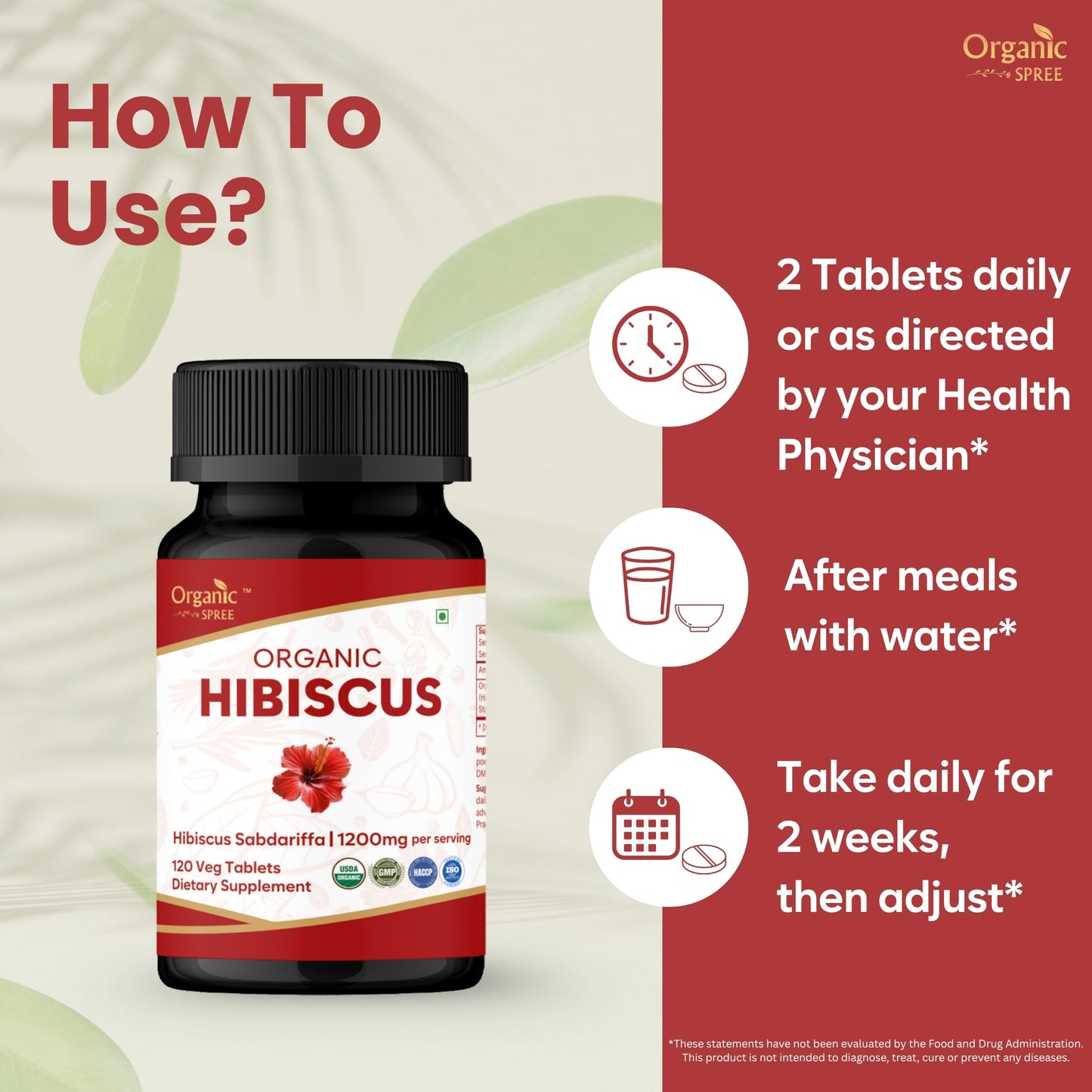 Organic Spree Hibiscus Sabdariffa 120 Tablets