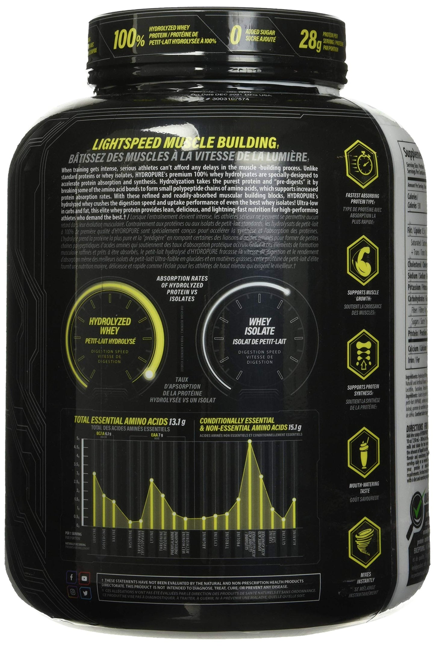 Nutrabolics Hydropure Whey Protein Powder 72 Servings