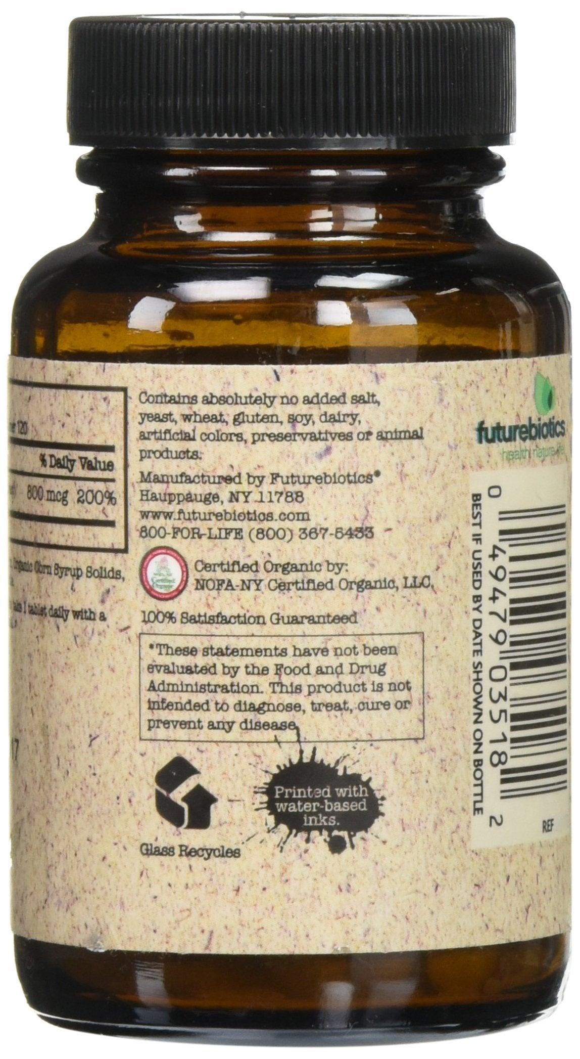 Futurebiotics Certified Organic Folic Acid Tablets, 120 Count