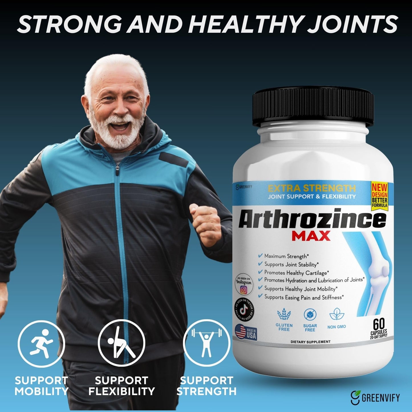 GREENVIFY Arthrozince Max Extra Strength Joint Support 120 Capsules
