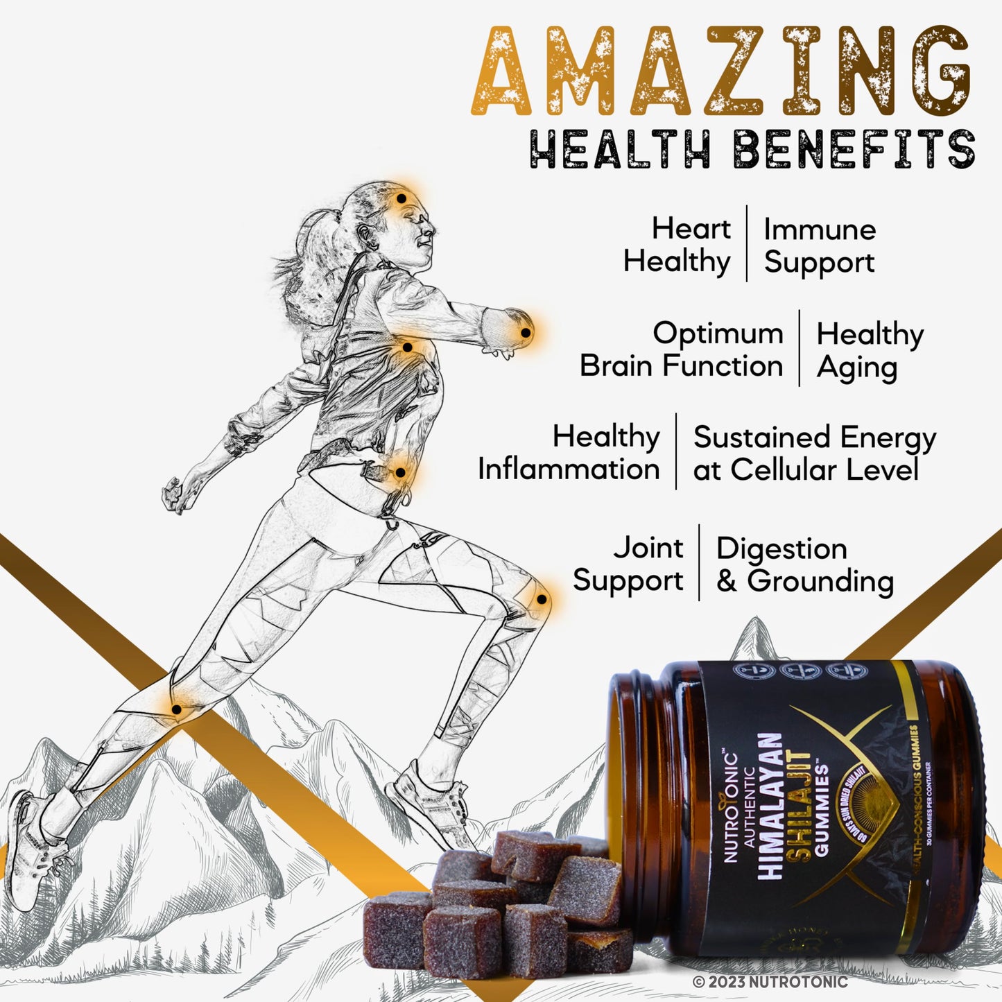 NutroTonic LLC Organic Himalayan Shilajit Gummies – Peach Vanilla Flavor – Shilajit for Men & Women – Wild Crafted Manuka Honey MGO +263 – Made in USA, 30 Gummies