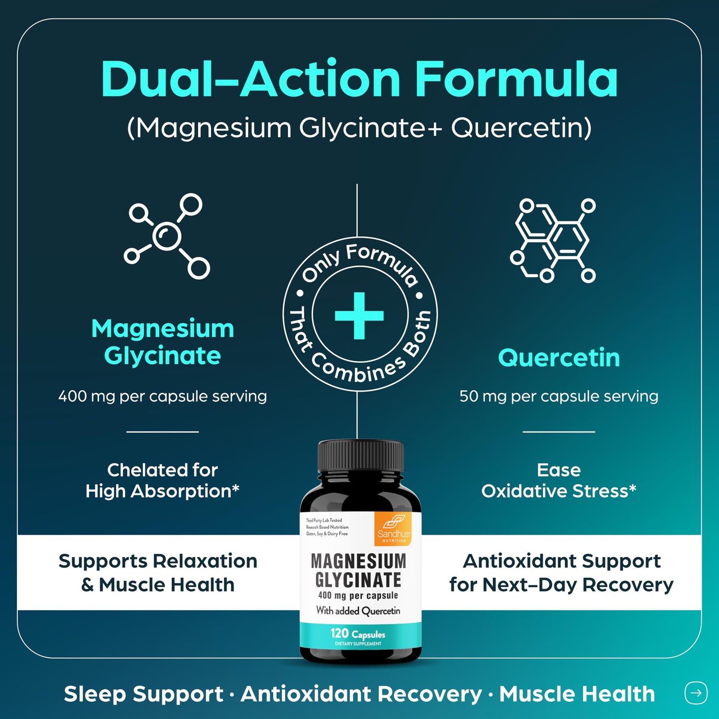 Sandhu's Magnesium Glycinate 400mg Capsules, 360 Count