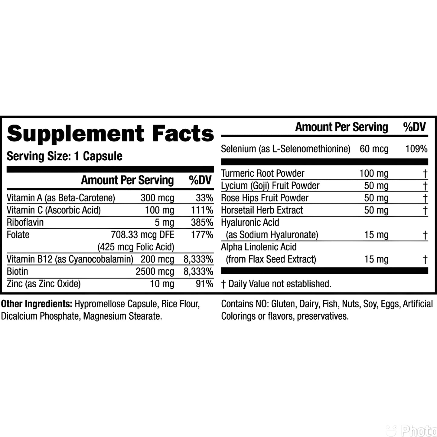 BeautiCap Biotin Hair Growth Vitamins 30 Veggie Capsules