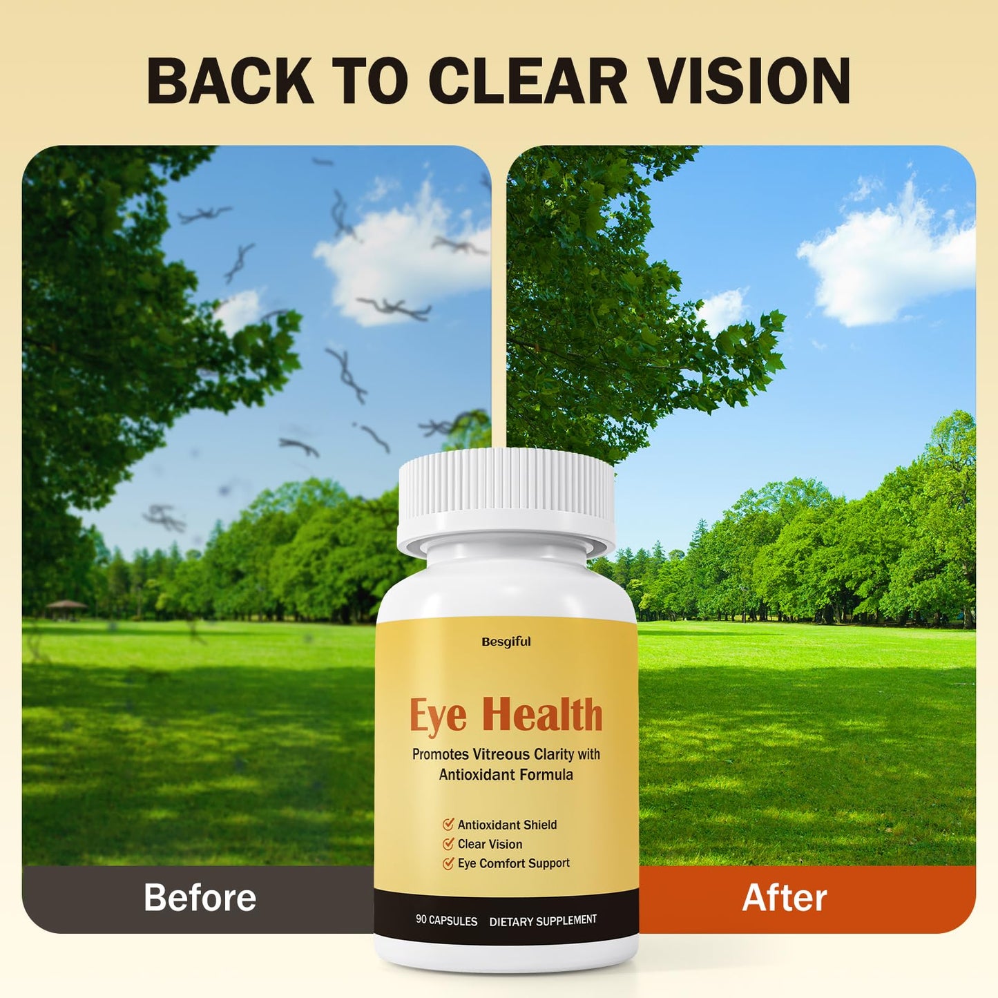 Besgiful Eye Supplement for Vitreous Health Capsules, 90