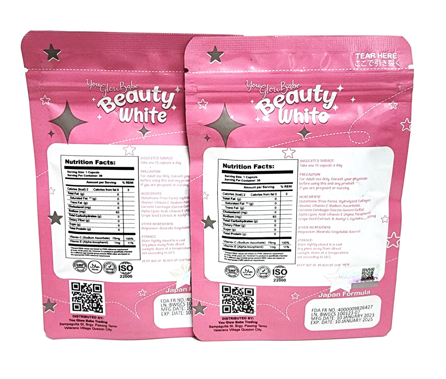 You Glow Babe Beauty White 4 in 1 Glutathione Food Supplement Capsules, 60 Count
