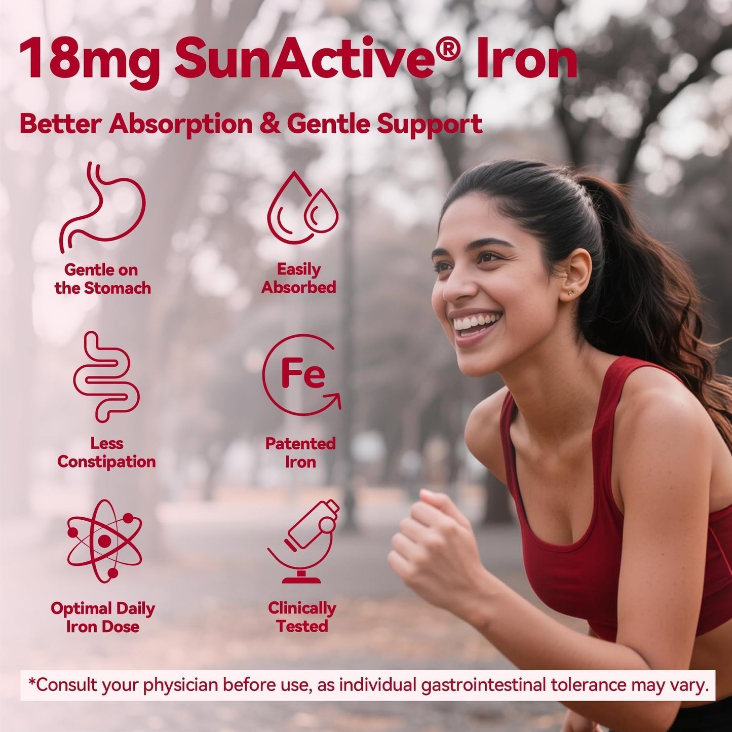 Gynable Gentle Iron Supplement for Women, Tablet, 20 Tablets
