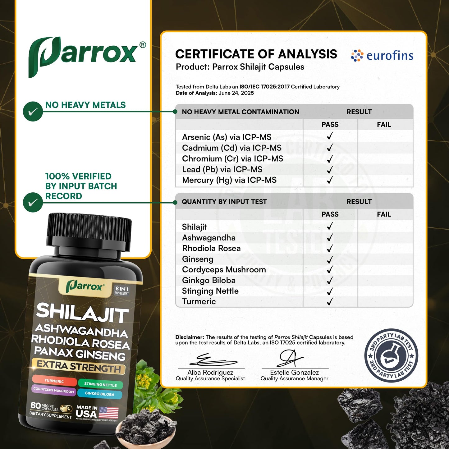 Parrox Shilajit Panax Ginseng Capsules 120 Count