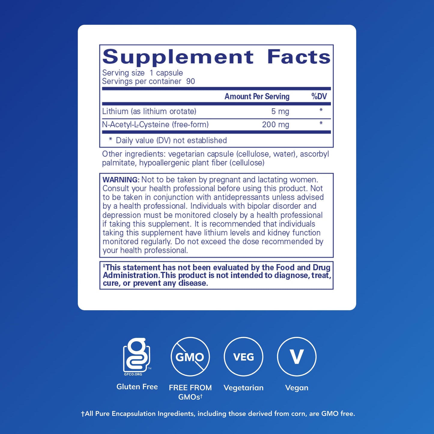 Pure Encapsulations Lithium Orotate 5 mg, 90 Capsules