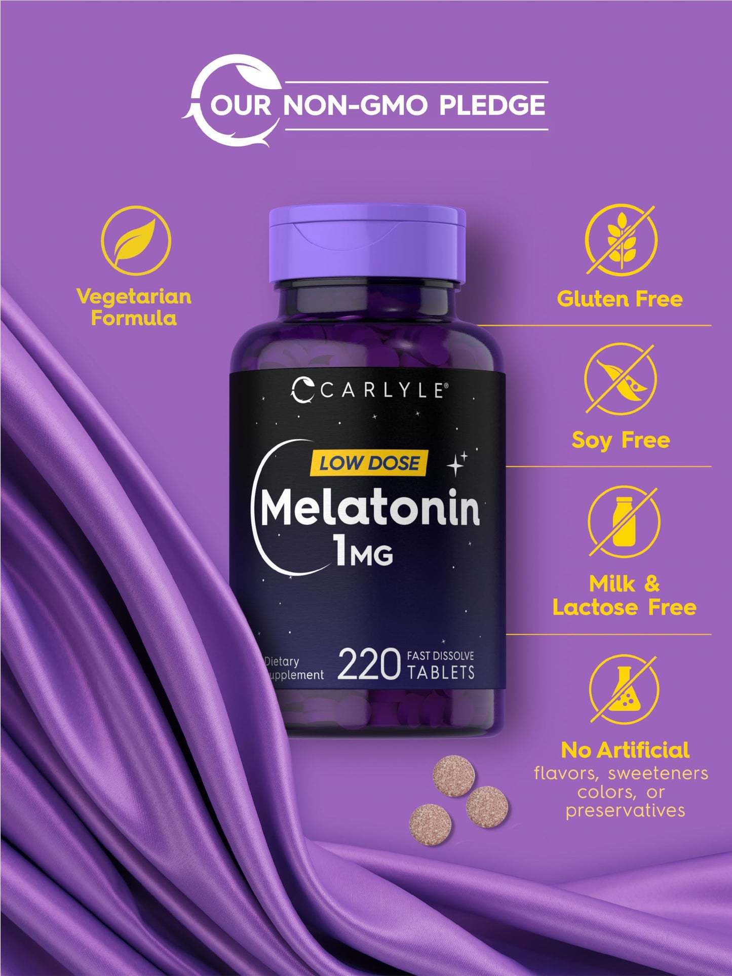 Carlyle Melatonin 1 mg Tablet Fast Dissolve, 220 Tablets