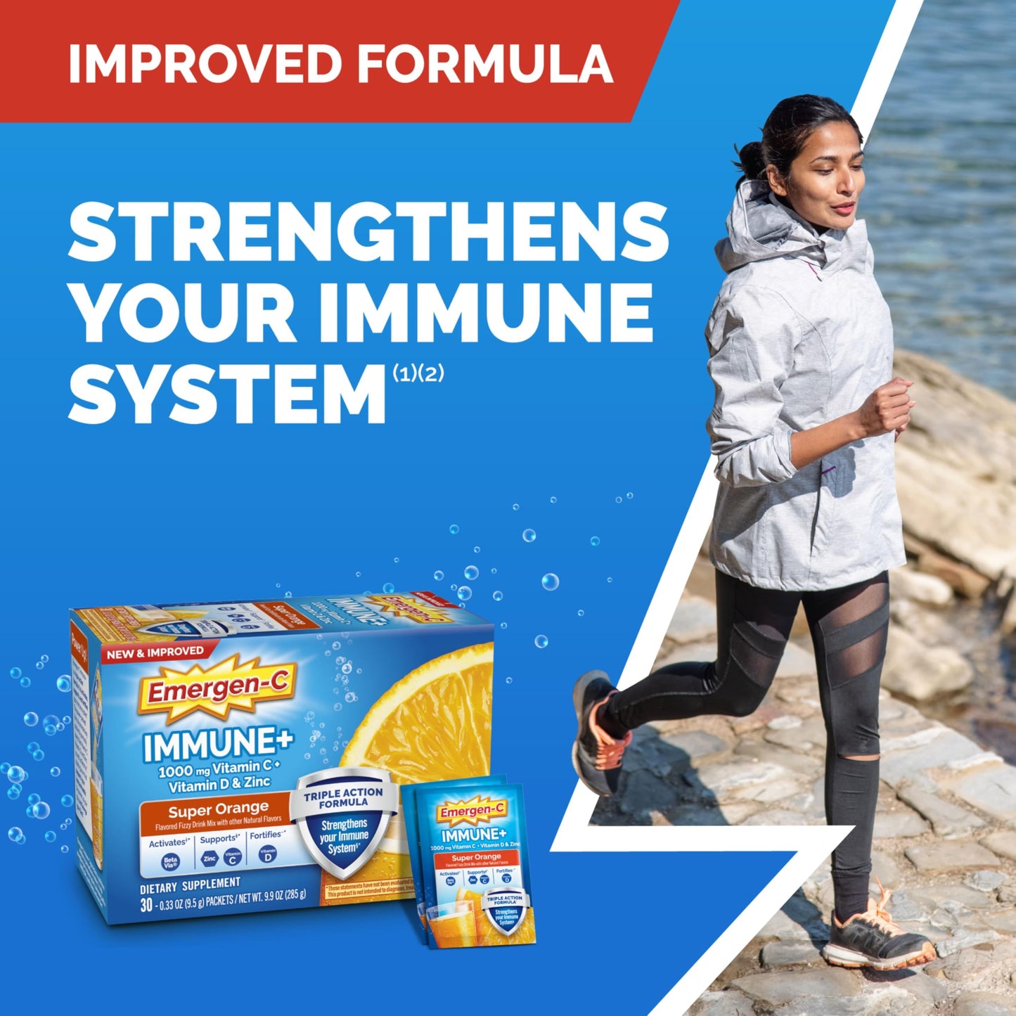 Emergen-C Immune+ Triple Action Immune Support Powder 50 Count