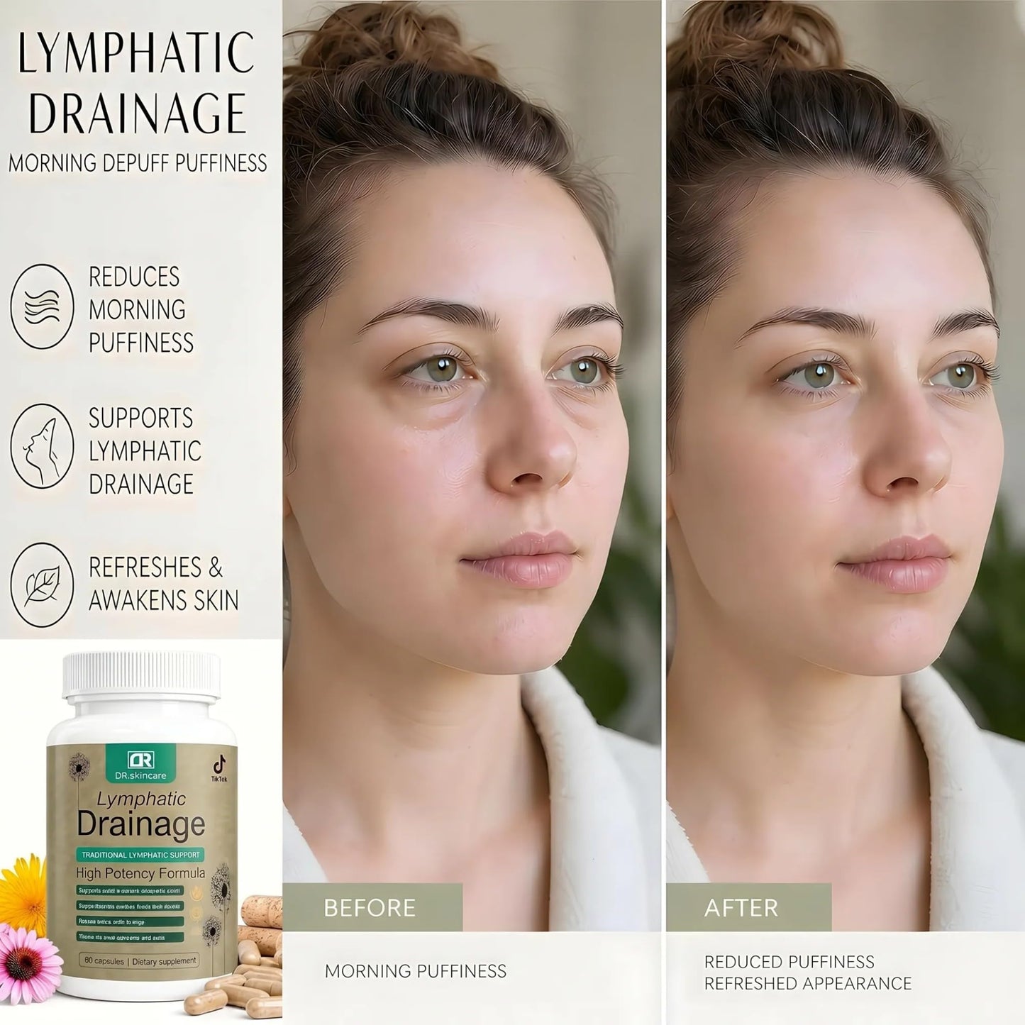 DR. SKIN CARE Lymphatic Drainage Support Supplement for Women and Men – Daily Wellness Softgels with Echinacea, Dandelion, Burdock Root, Cleavers – 60 Count