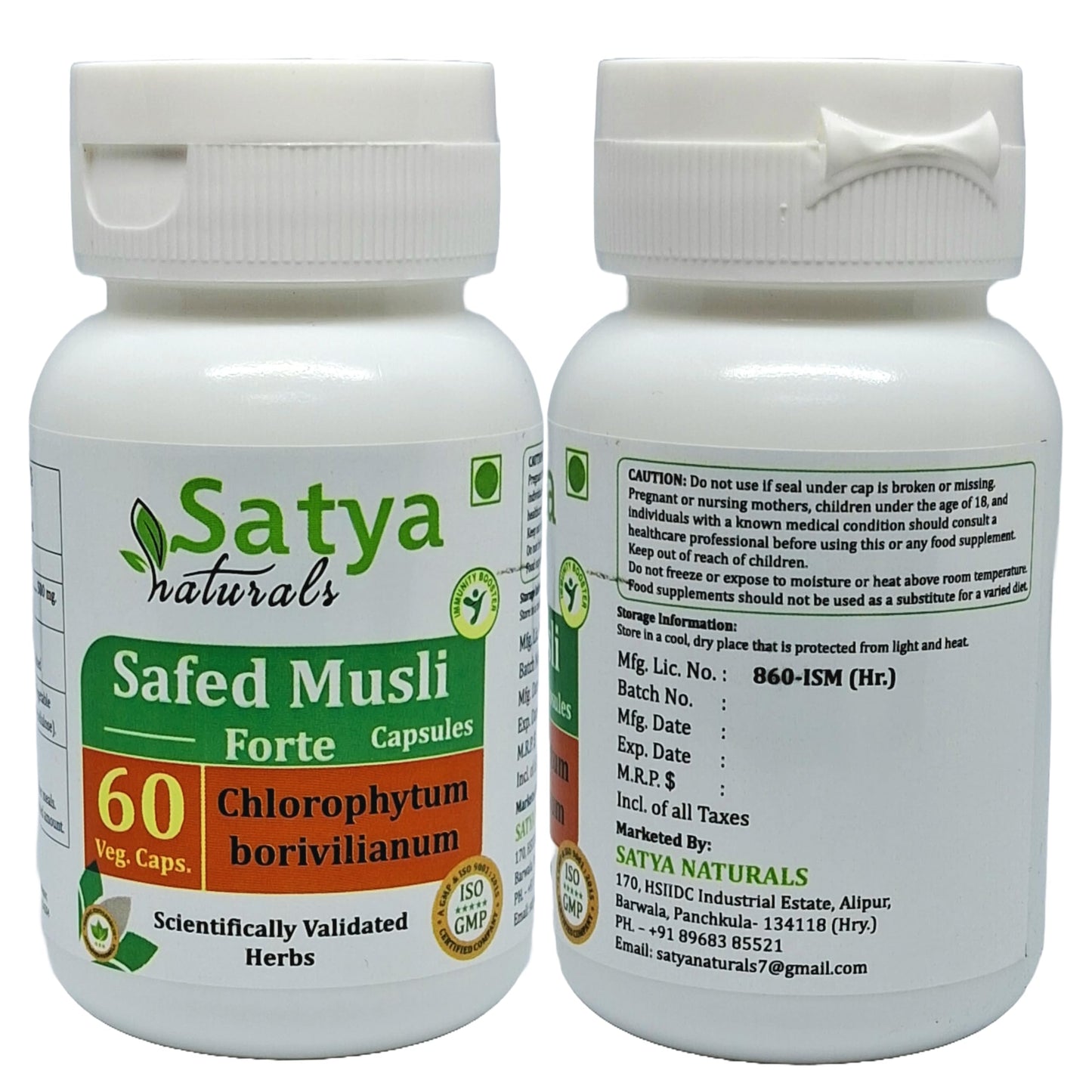 Generic Safed Musli Capsules, 500 mg, 120 Count