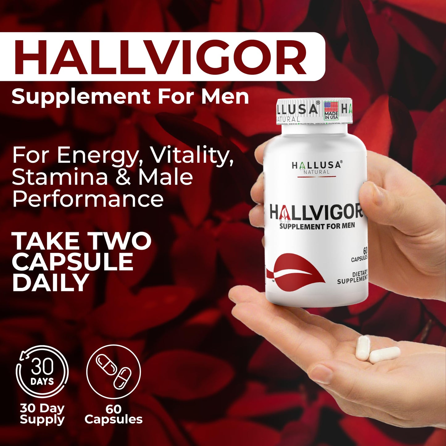 HALLVIGOR Men’s Daily Multivitamin, 60 Capsules