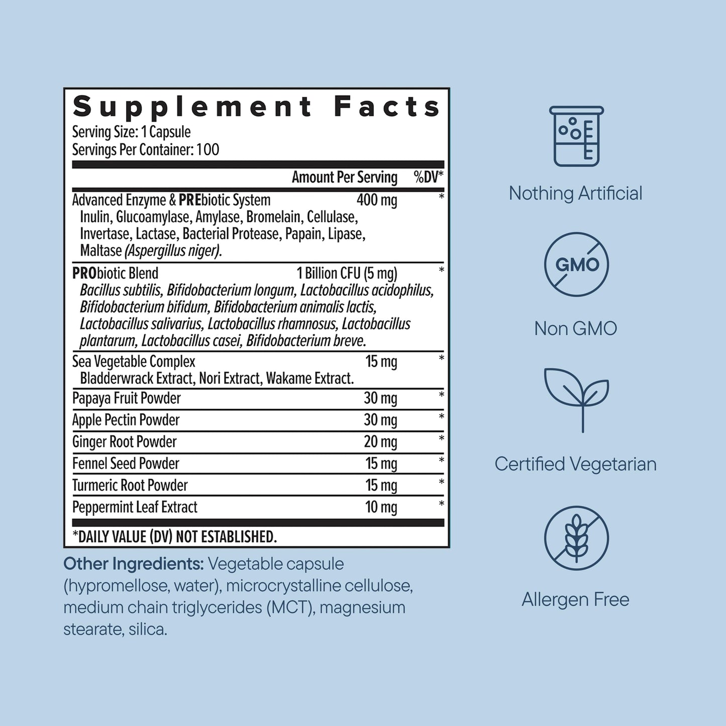 Zenwise Health Digestive Enzymes with Bromelain & Papaya - Multi Enzymes Digestion Supplement with Probiotics & Prebiotics for Gut Health, Gas & Bloating Relief - Men & Women Capsule 100