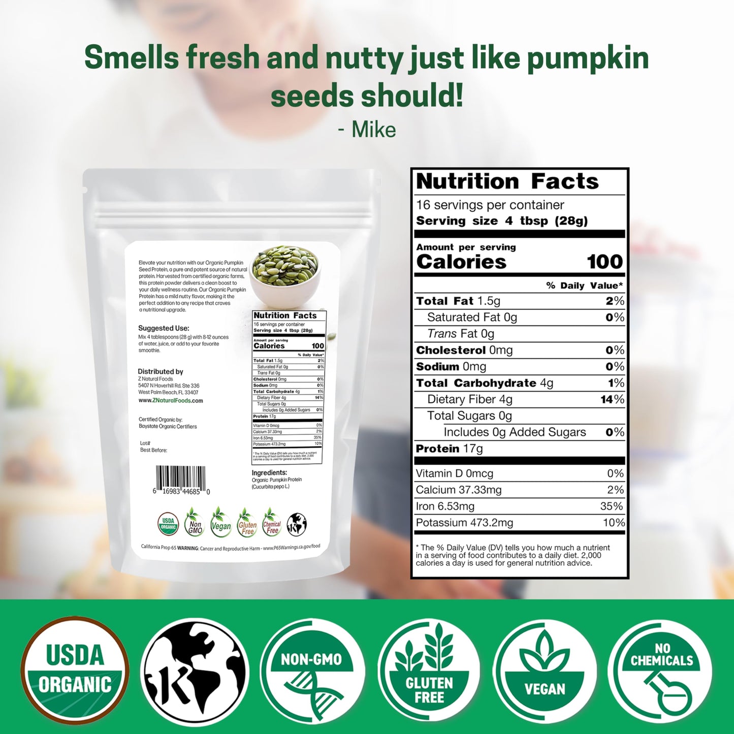 Z Natural Foods Organic Pumpkin Seed Protein Powder 16