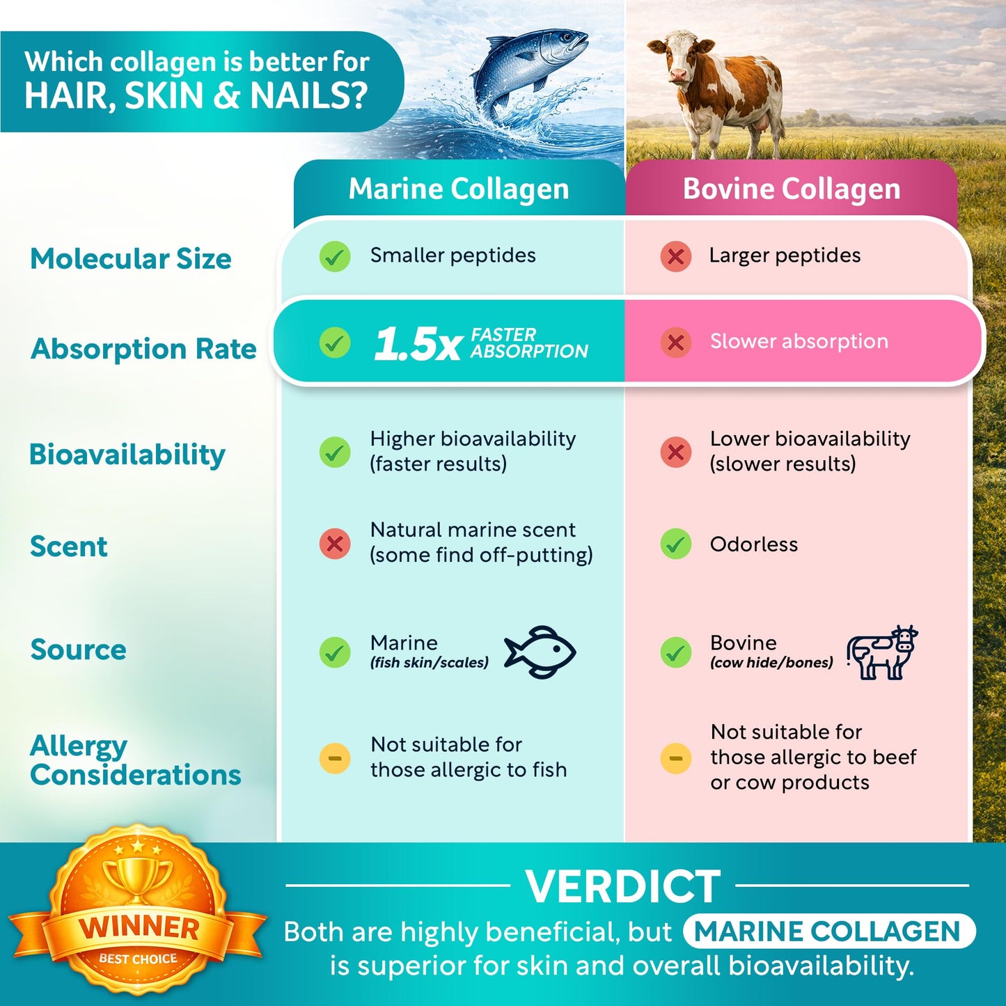 Dalnara Biotin Collagen Keratin Hair Skin & Nails Vitamin - 60 Capsules