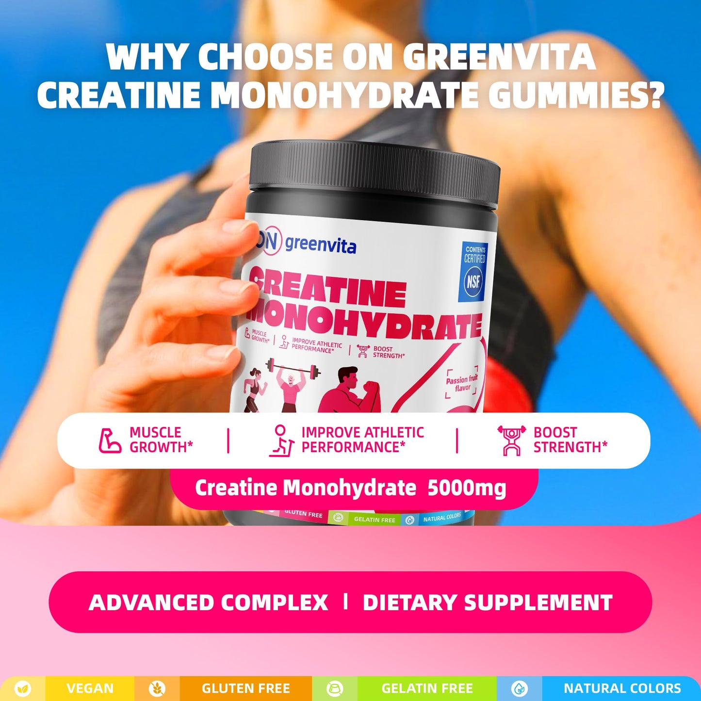 ON GREENVITA NUTRITION Creatine Monohydrate Gummies 135 Gummies