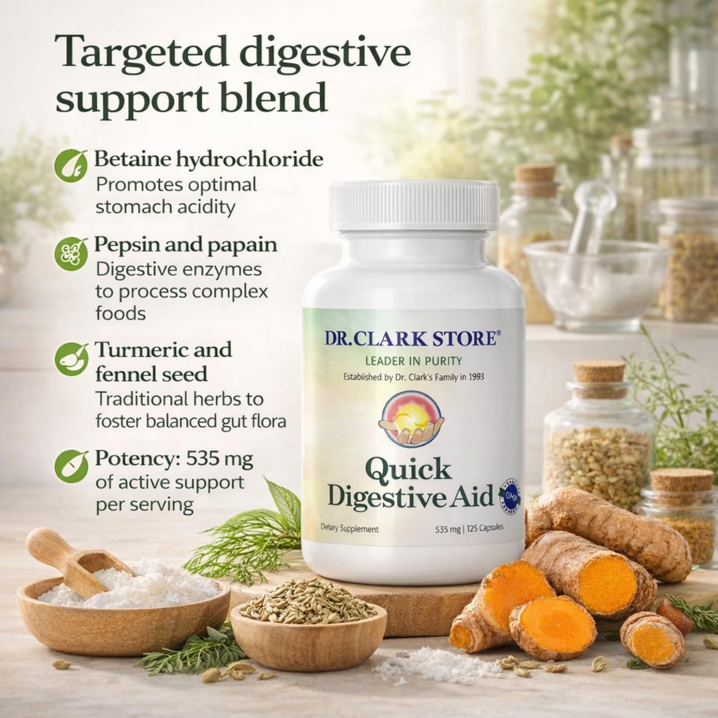 Dr Clark Store Quick Digestive Aid Capsules, 125 Count