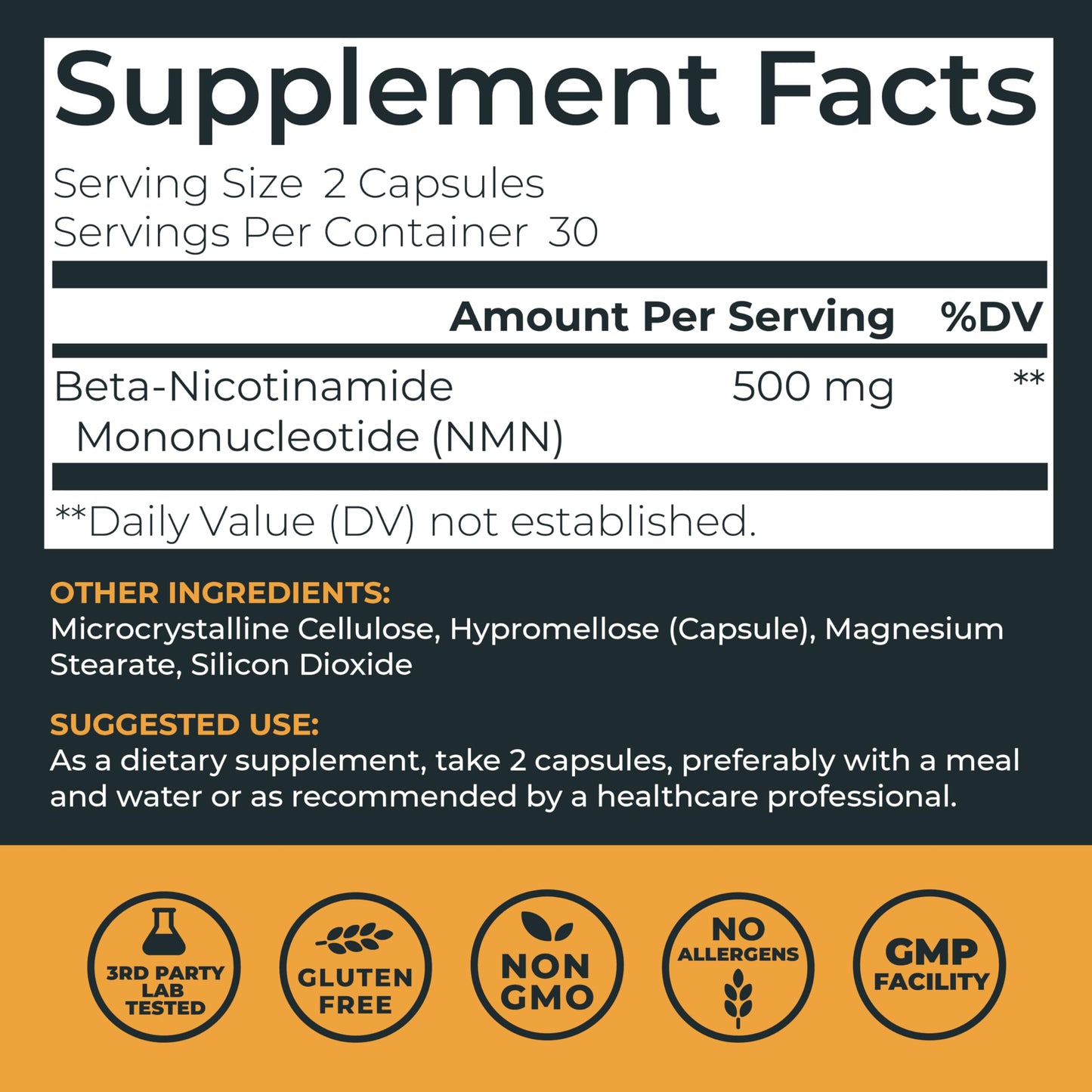 Left Coast Performance NMN Supplement 500mg for NAD+ Support Capsule, 60 Count