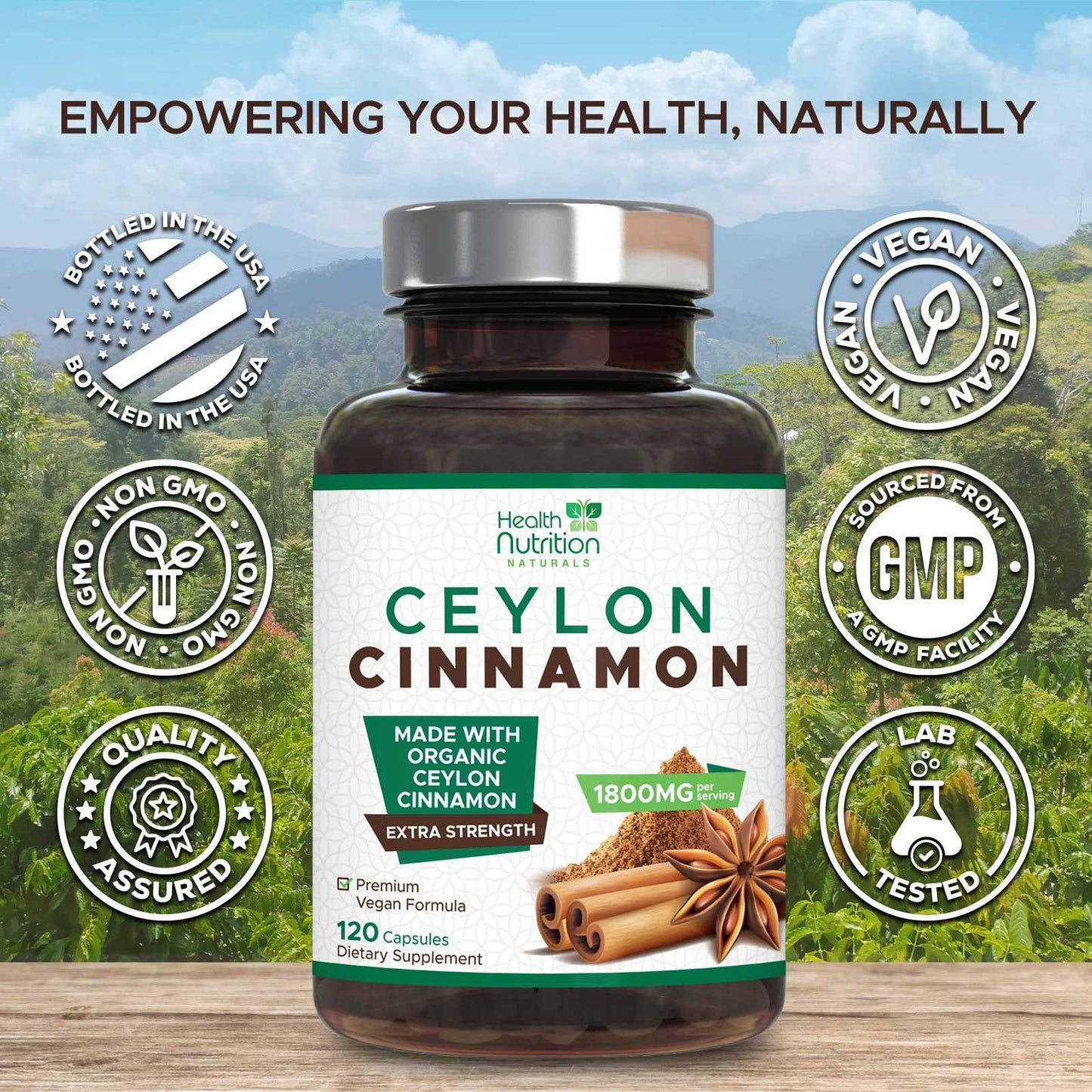 Health Nutrition Naturals Ceylon Cinnamon 120 Capsules