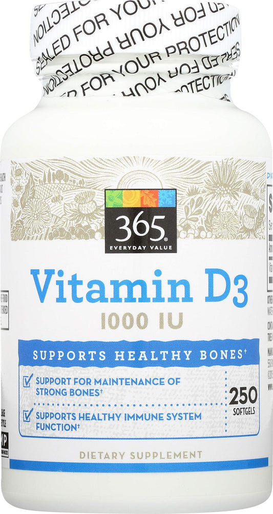 365 by Whole Foods Market Vitamin D3 1000 IU Capsule 250 Count