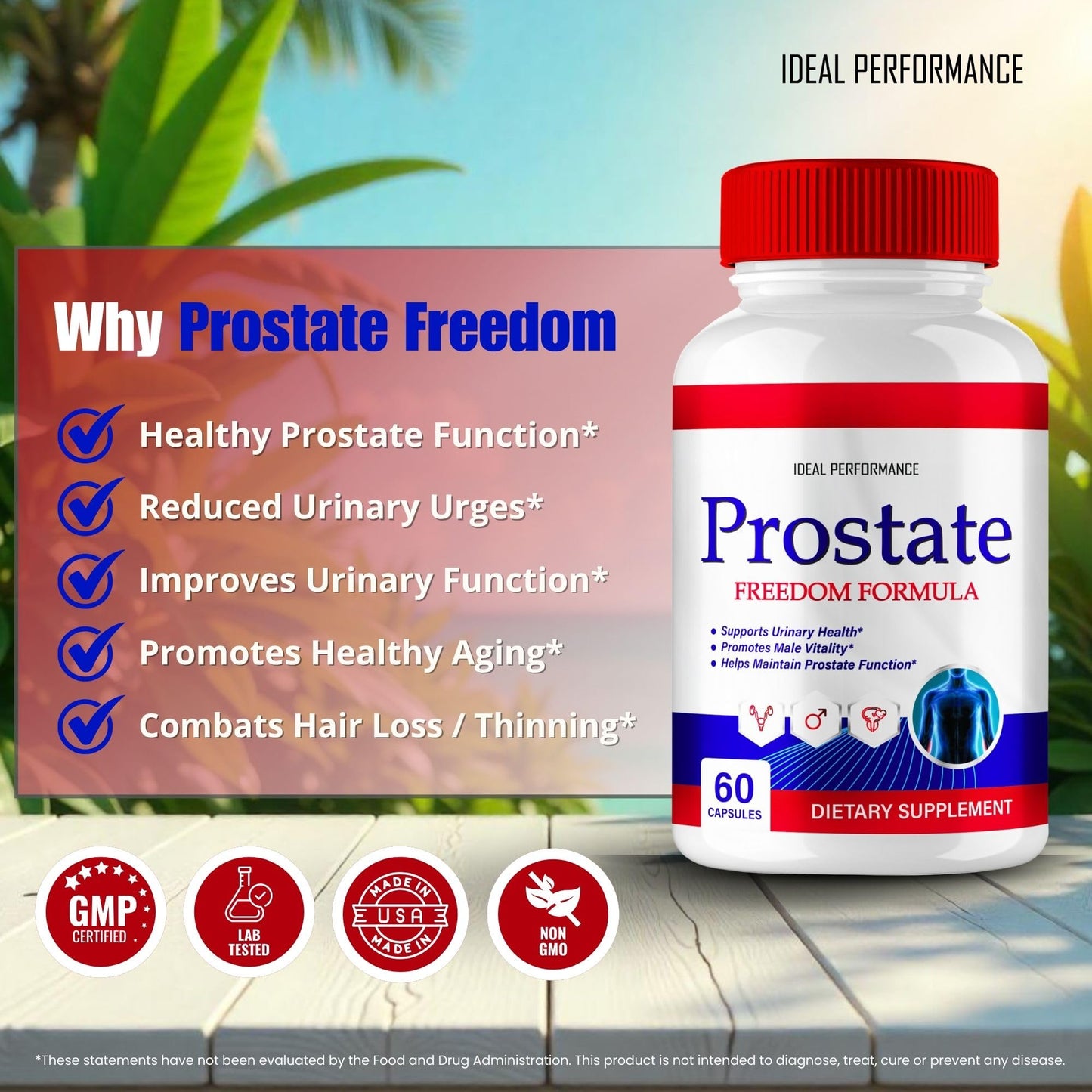 IDEAL PERFORMANCE Prostate Freedom Prostate Health for Men Capsules 180 Count