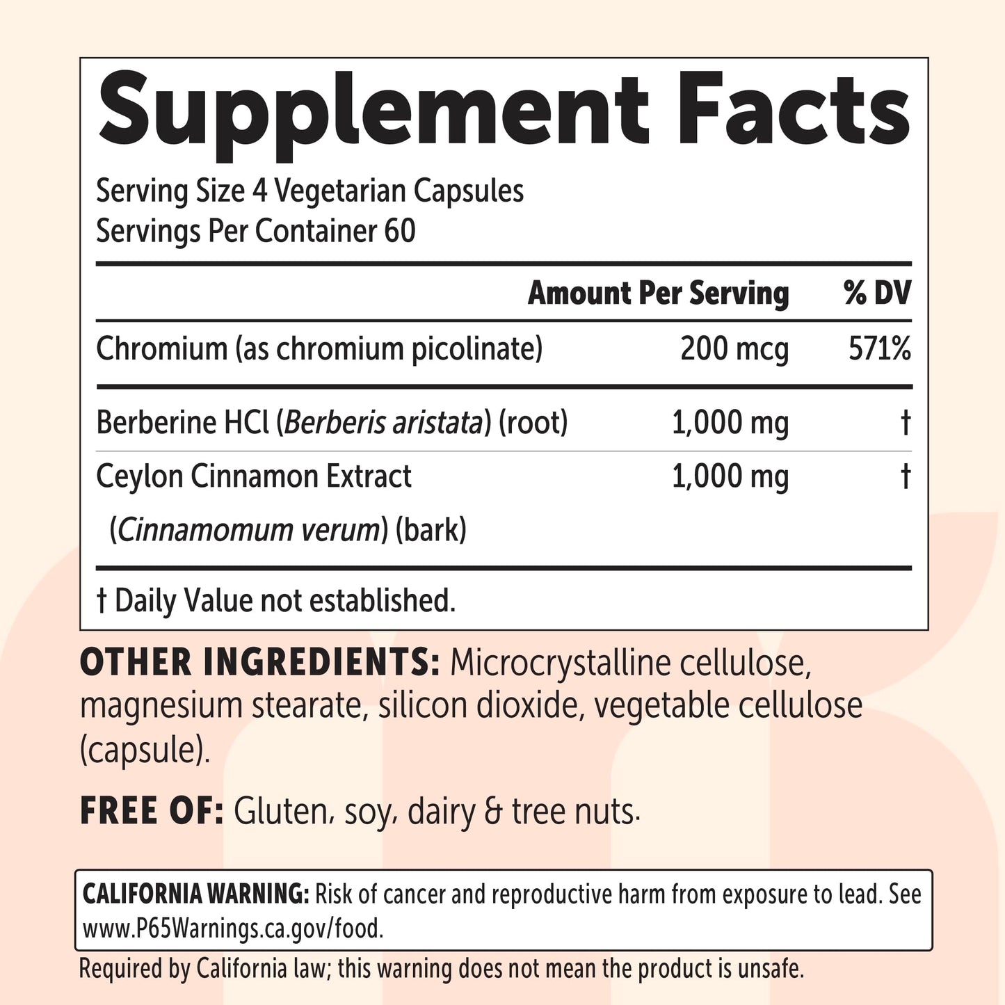 Micro Ingredients Berberine with Chromium Picolinate & Ceylon Cinnamon 2,000 mg Per Serving Capsule 240 Count