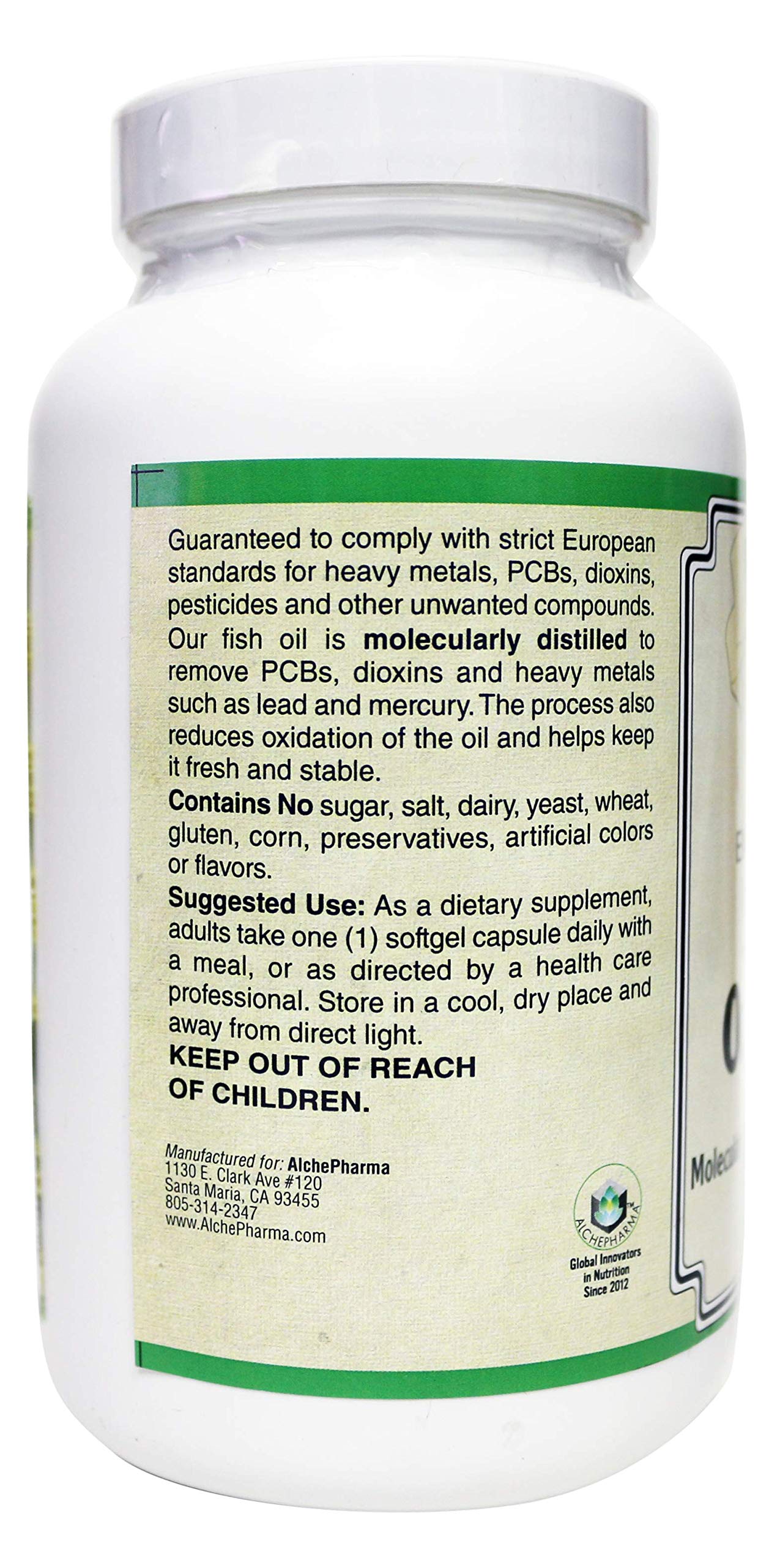 AlchePharma Enteric-Coated Super Omega-3 1000mg Softgels 60