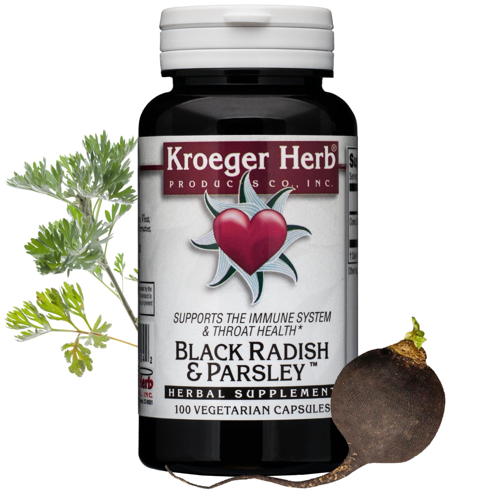 Kroeger Herb Products Black Radish and Parsley Supplement Capsule 100 Count