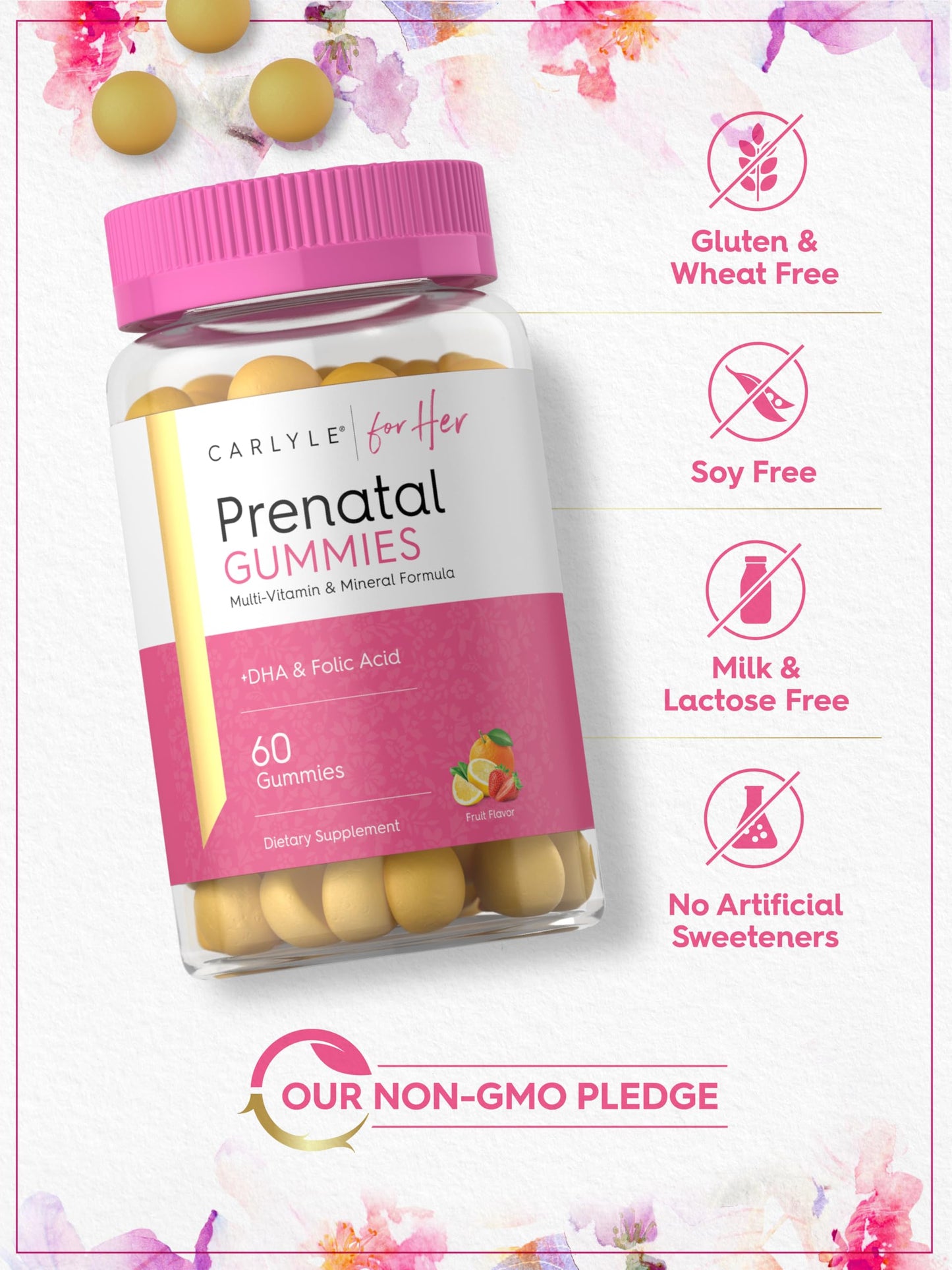 Carlyle Prenatal Gummy with DHA & Folic Acid, 60 Gummies