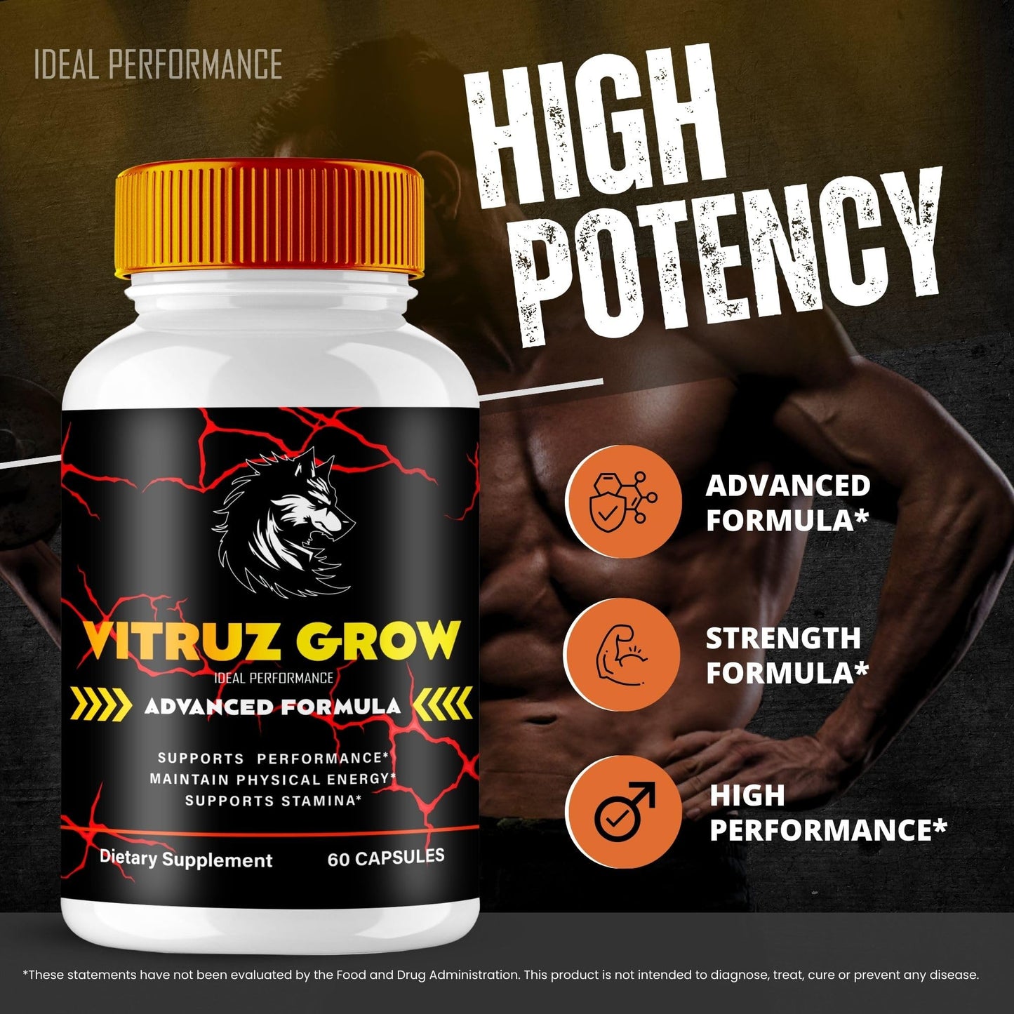 IDEAL PERFORMANCE Vitruz Grow for Men Capsules, 120 Capsules