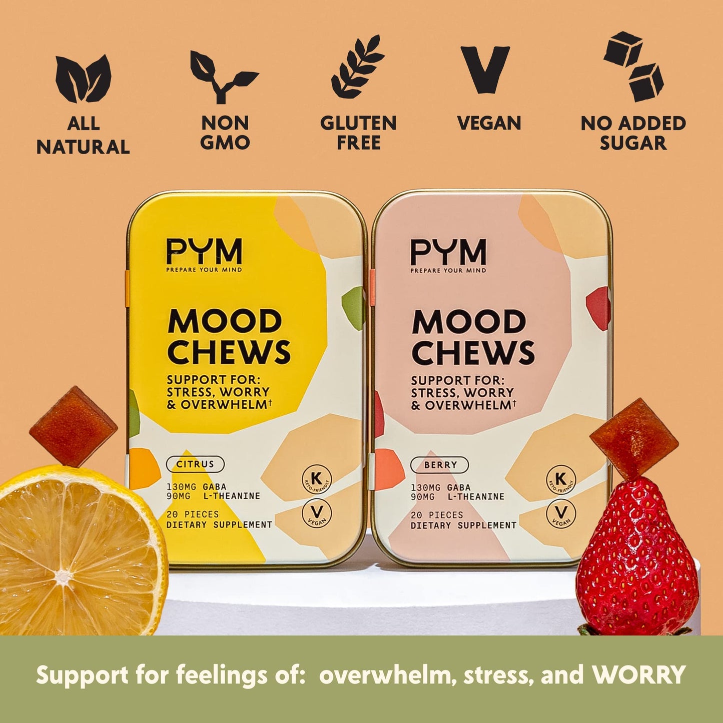 PYM Health Citrus Mood Chews Gummy, 20 Count