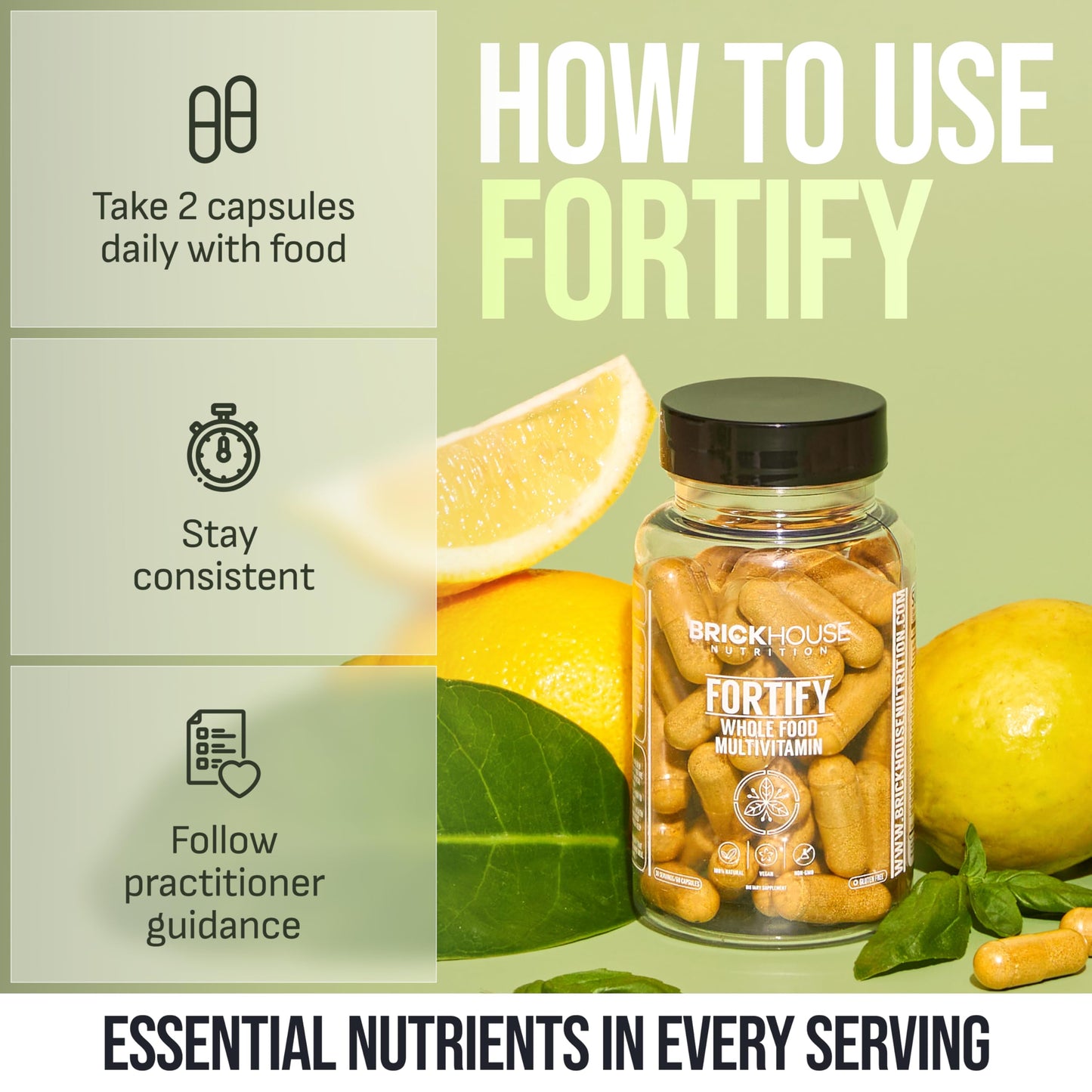 Brickhouse Nutrition Fortify: Whole-Food Multivitamin Powder 3 Ounce
