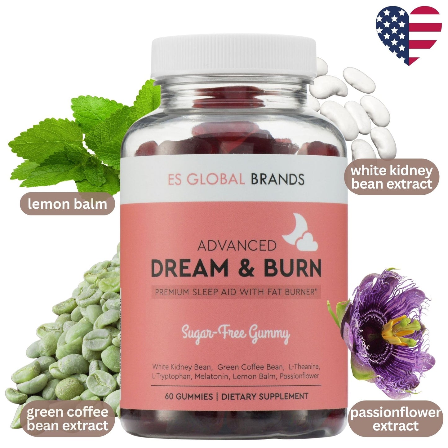 ES Global Brands Dream & Burn Night Time Fat Burner Gummies, 60 Count