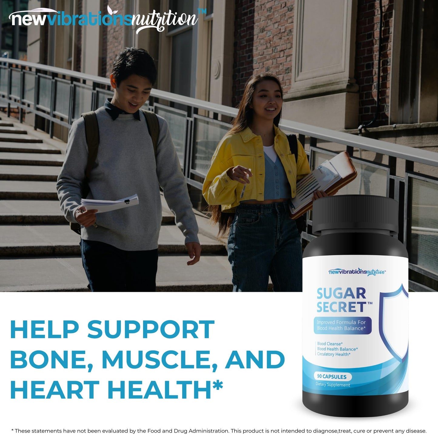 New Vibrations Nutrition Sugar Secret Blood Cleanse & Nerve Support 90 Capsules